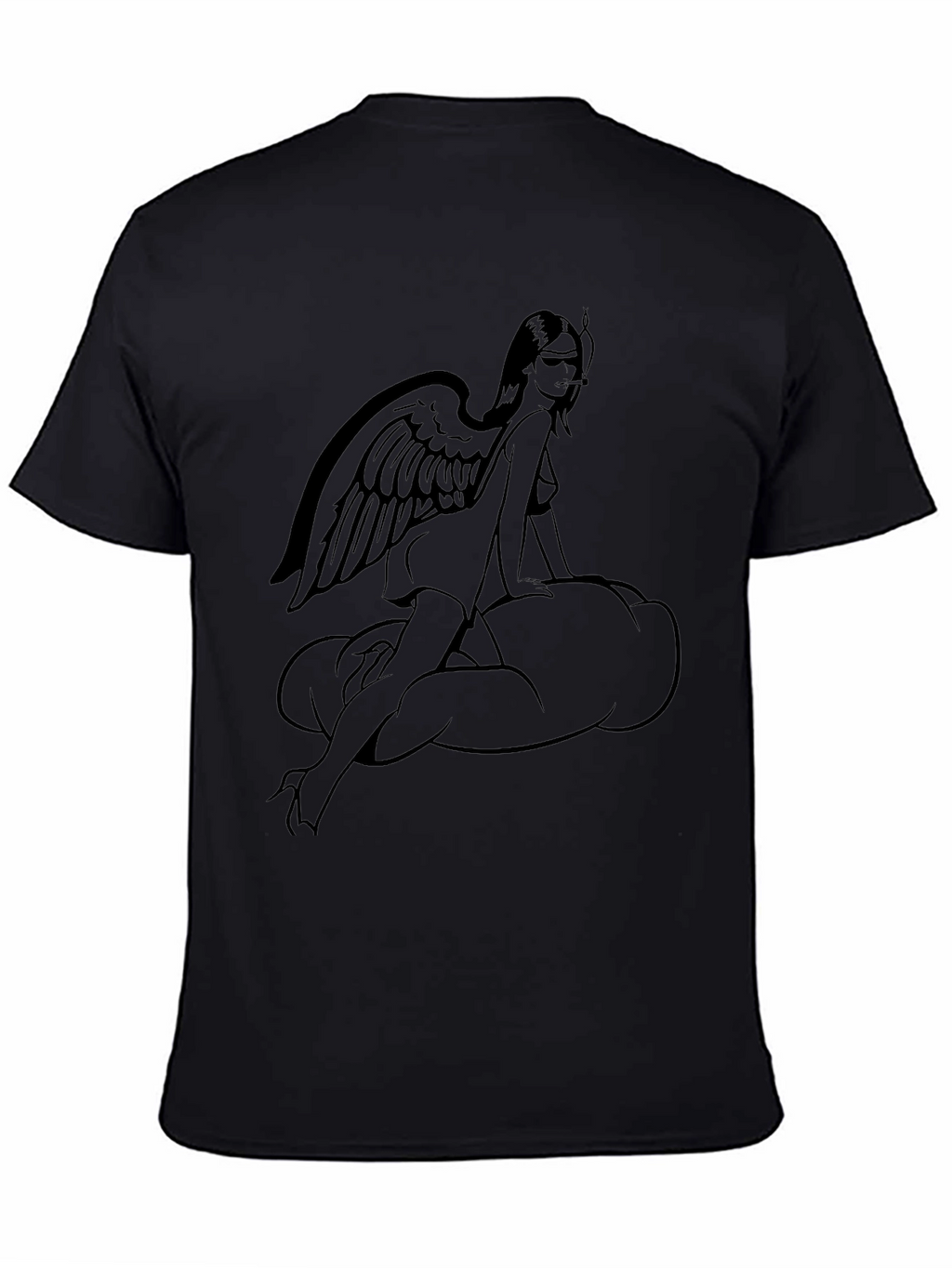 Angel Wing Woman Graphic T-Shirt - Black