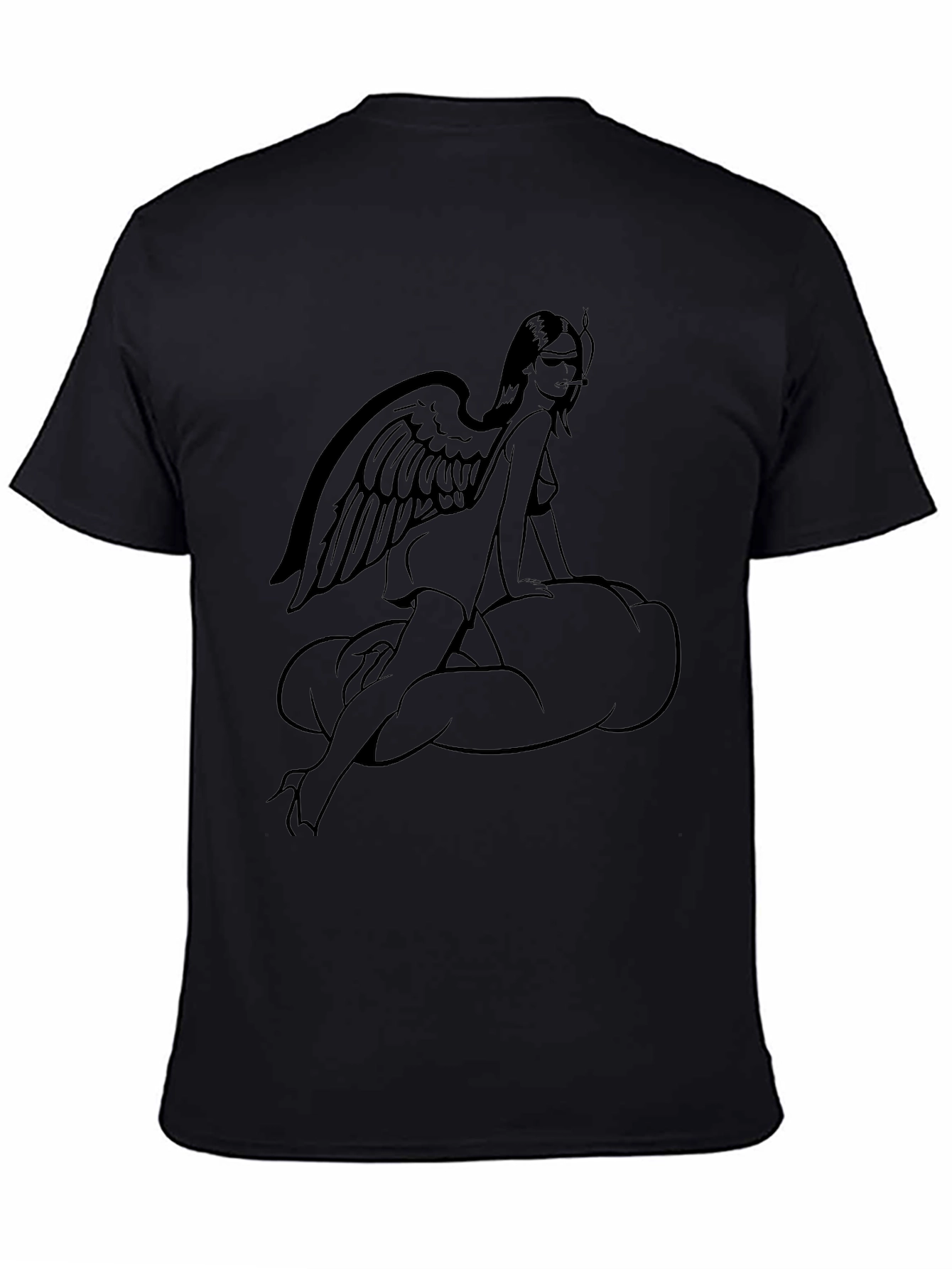 Angel Wing Woman Graphic T-Shirt - Black