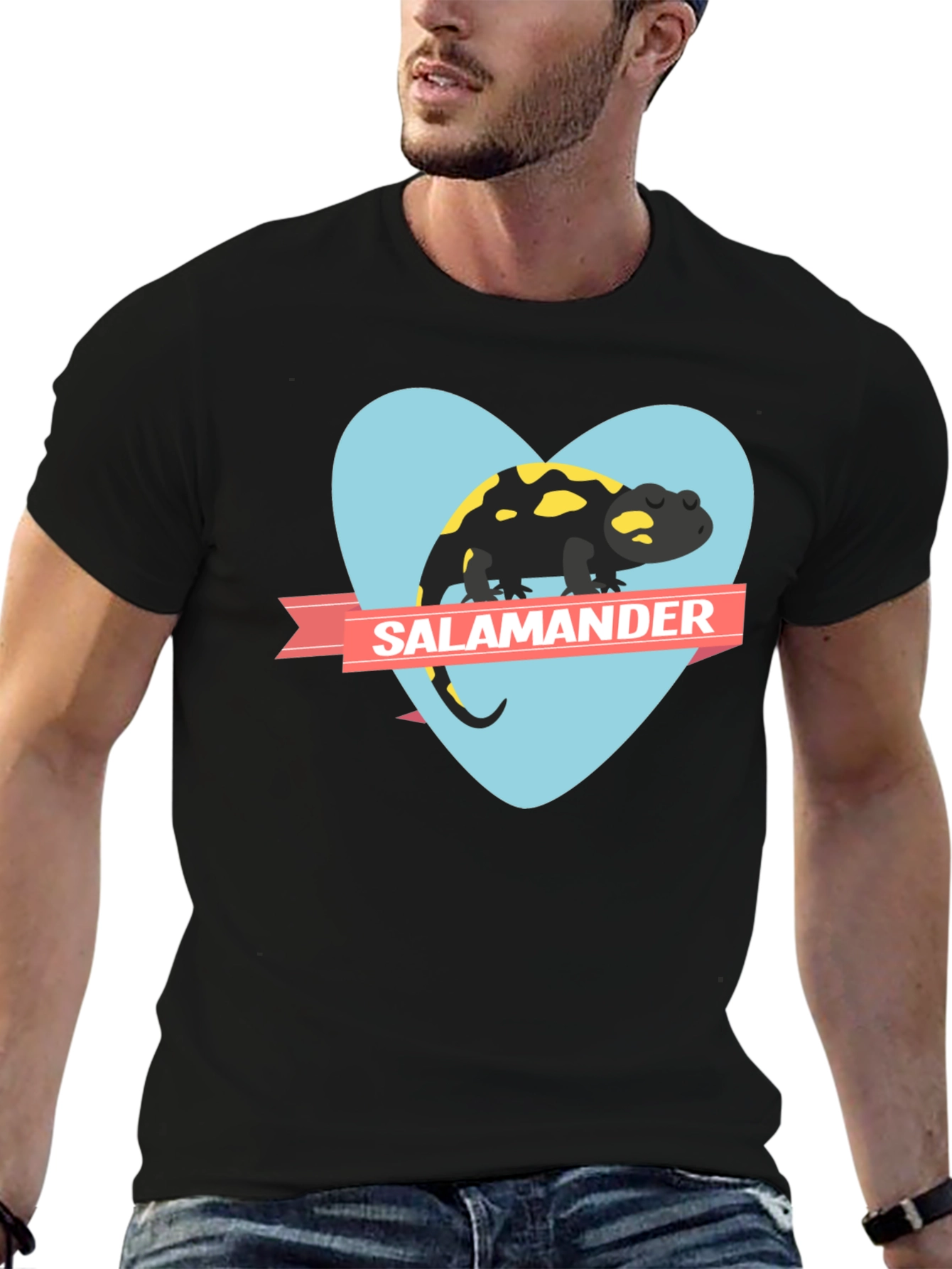 Salamander Heart Graphic Black T-Shirt