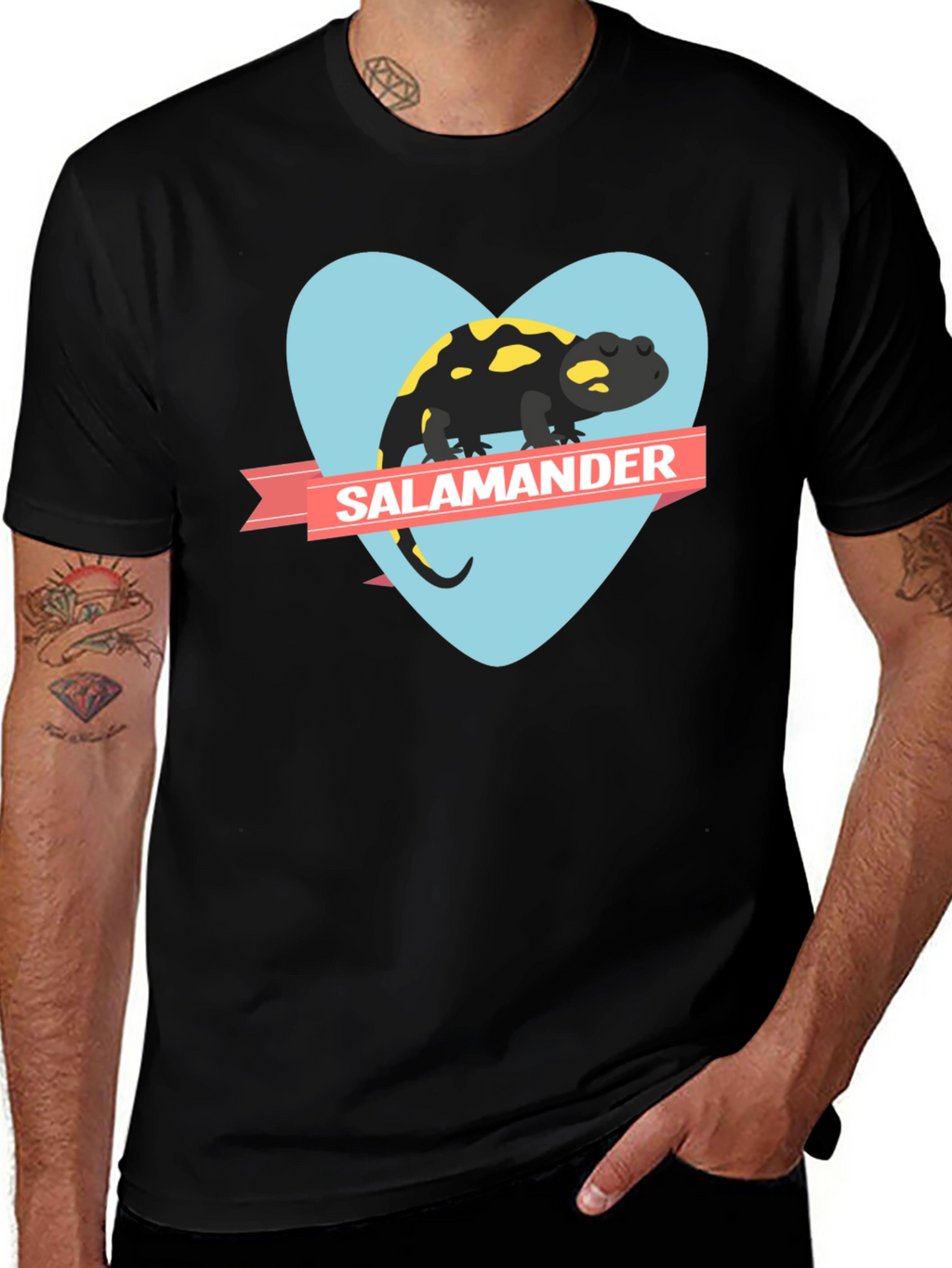 Salamander Heart Graphic Black T-Shirt