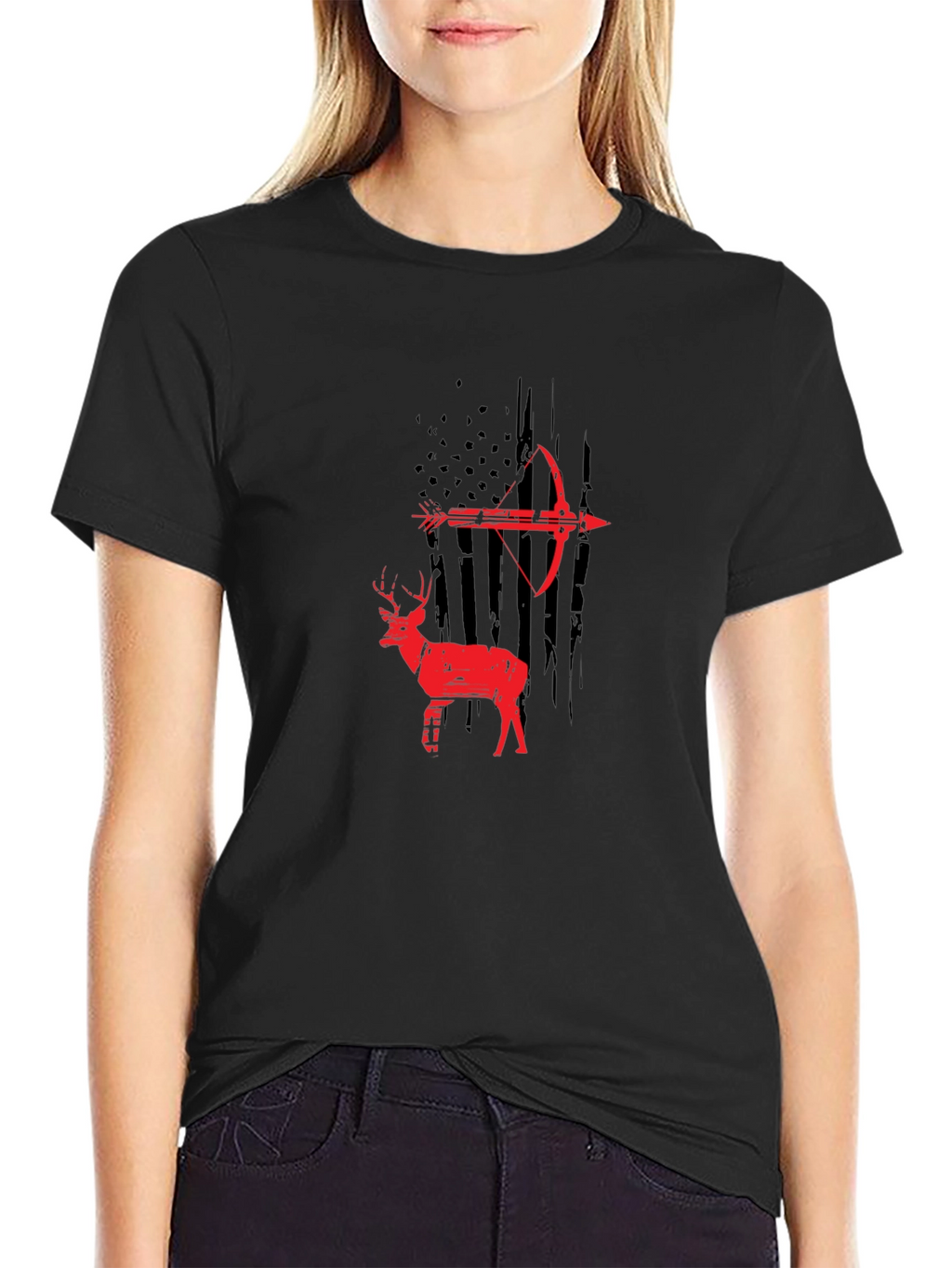 Archery Deer Graphic Tee - Black