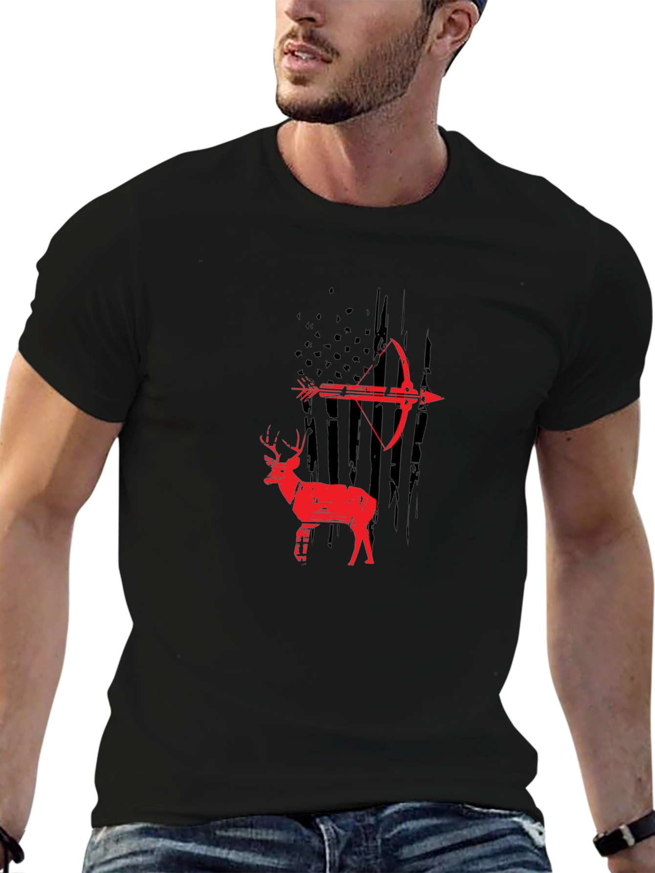 Archery Deer Graphic Tee - Black