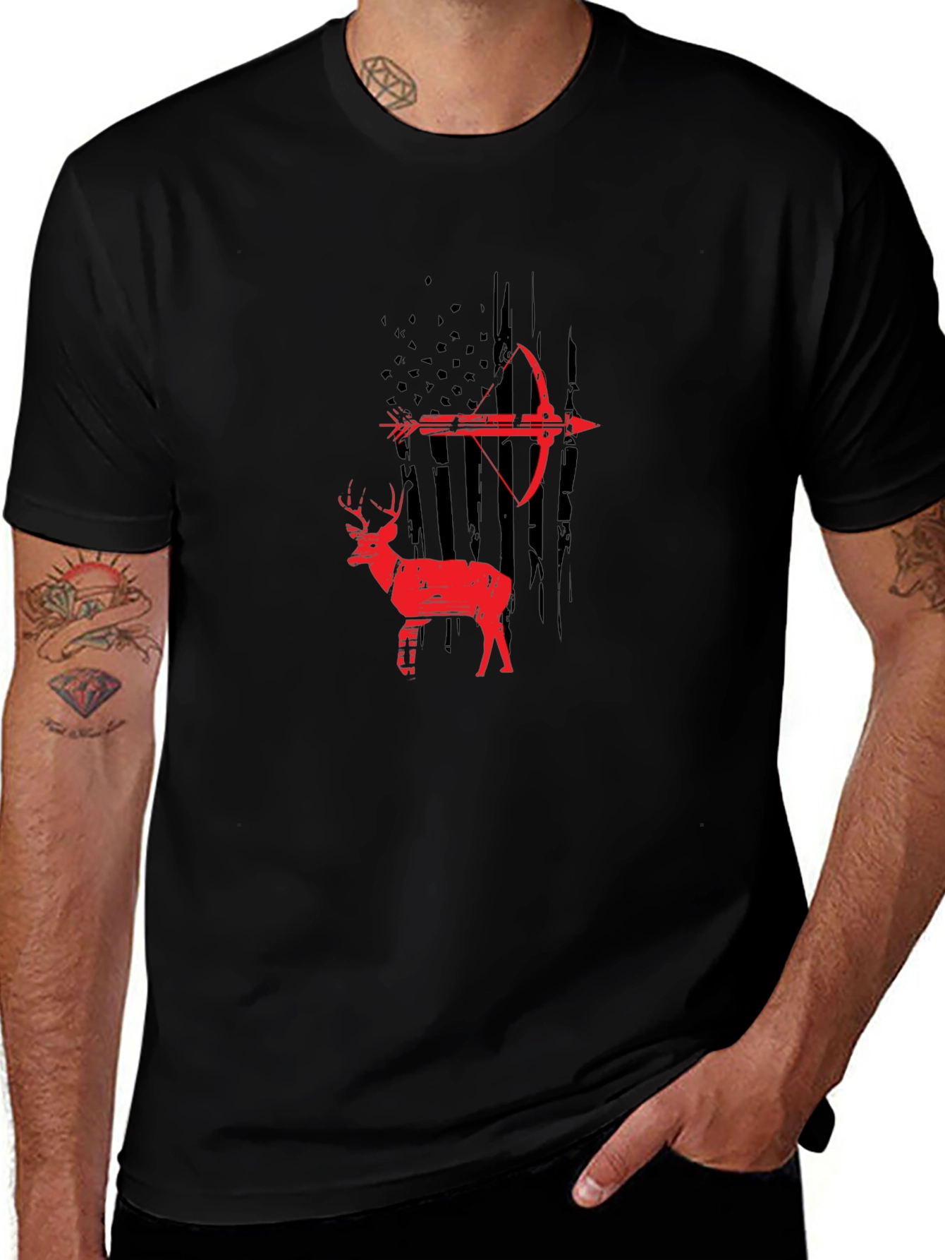 Archery Deer Graphic Tee - Black