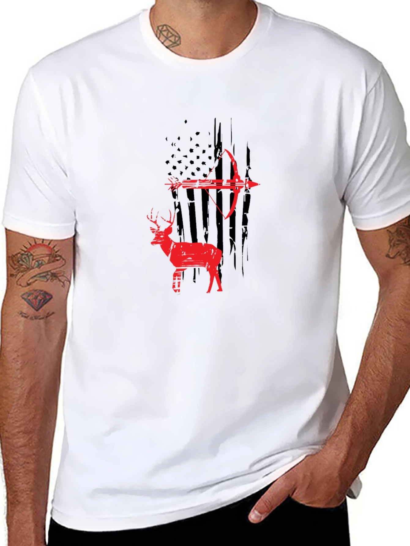 Archery Deer Graphic Tee - Black