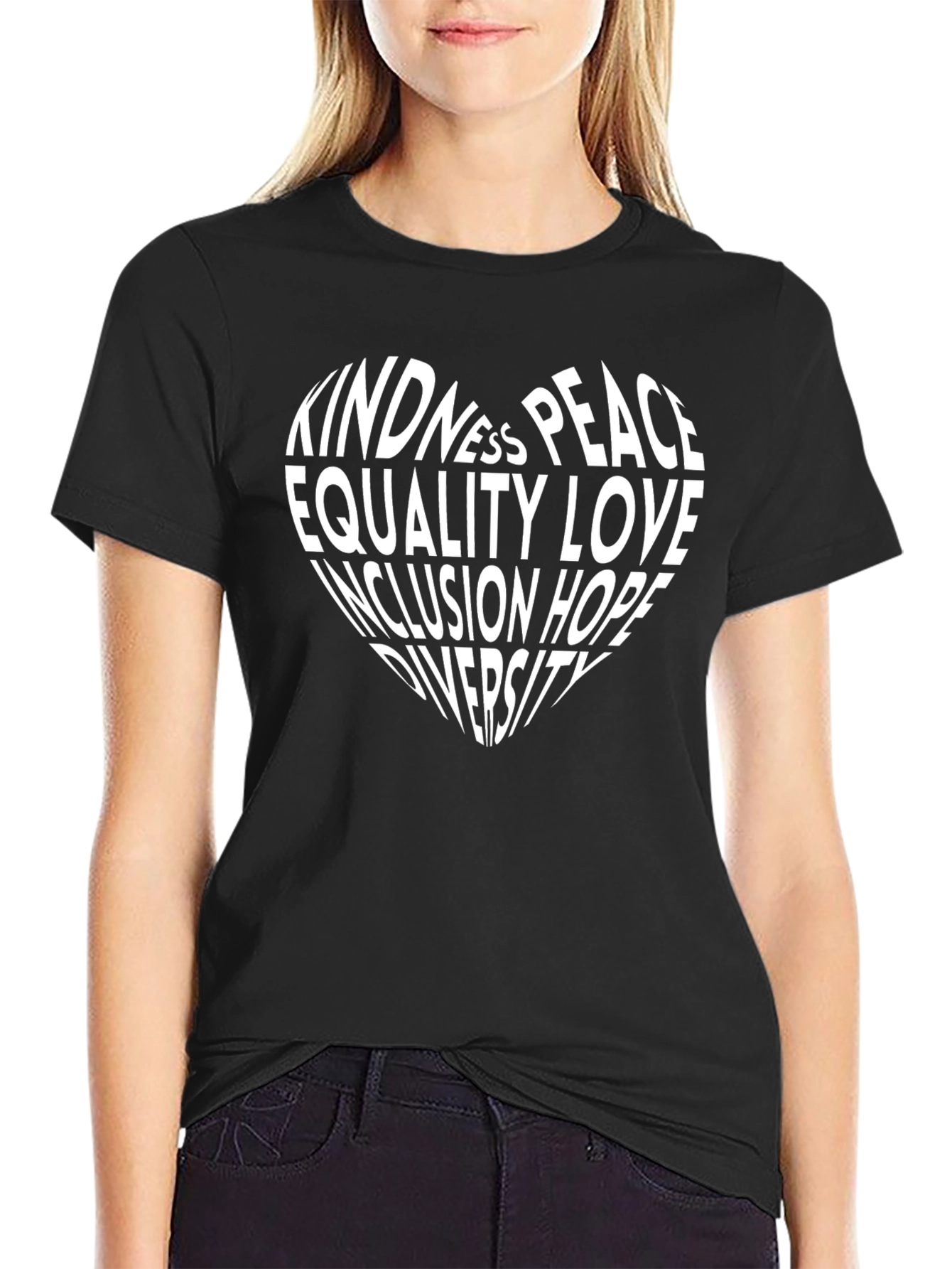 Kindness Peace Equality Heart Graphic Tee