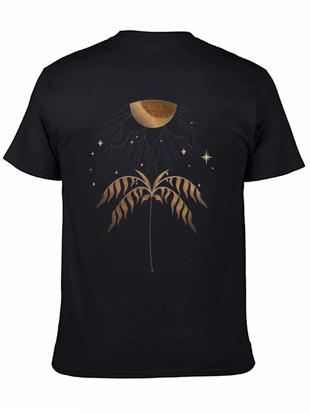 Mens Black Graphic Tee - Palm & Moon Design