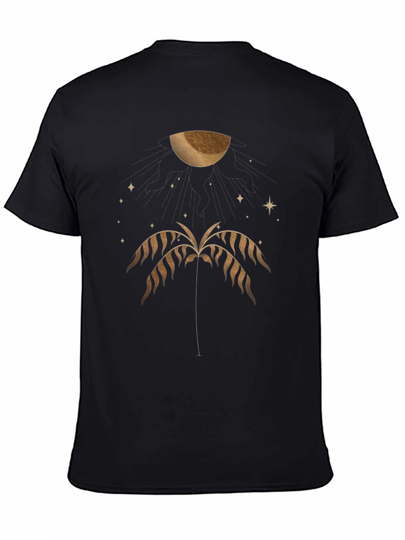 Mens Black Graphic Tee - Palm & Moon Design