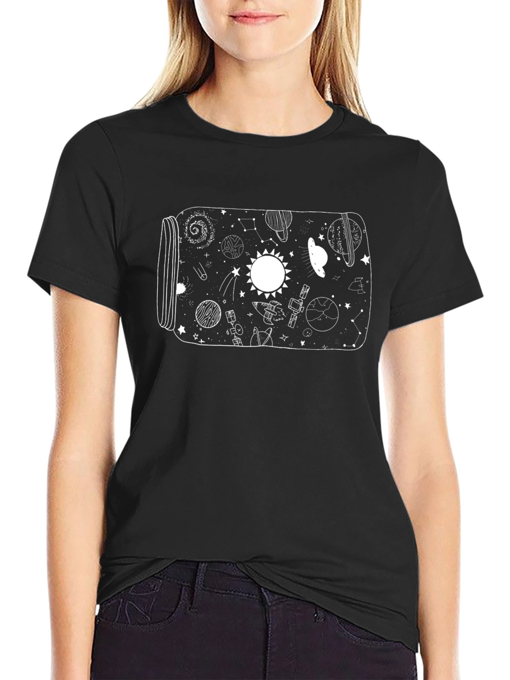 Space Jar Black T-Shirt - Universe Graphic Tee