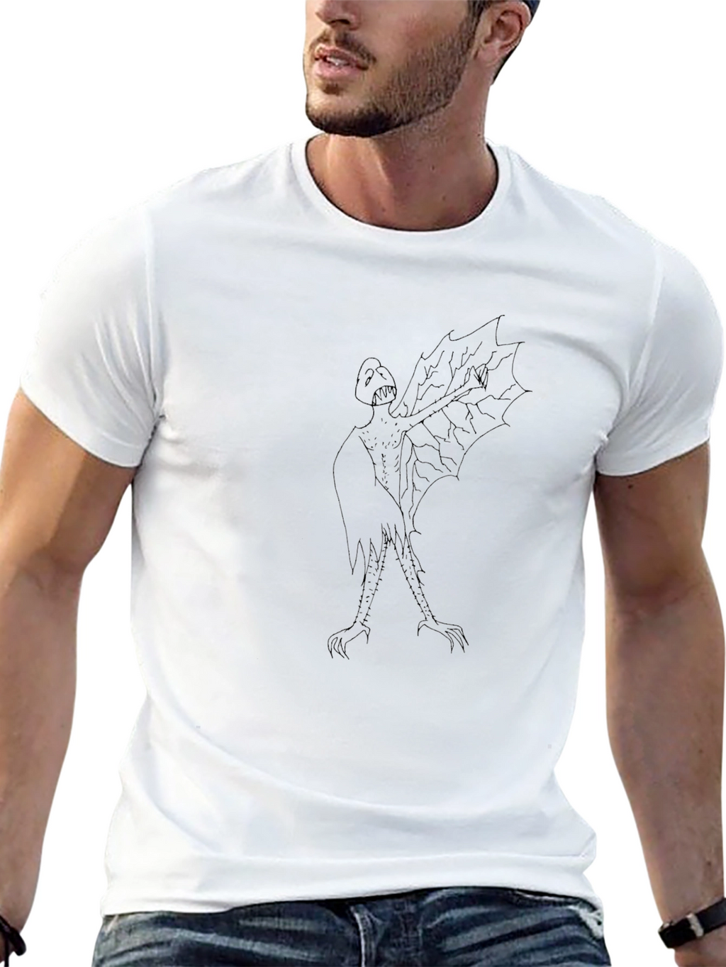 Mens Black Graphic Tee - Monster Print