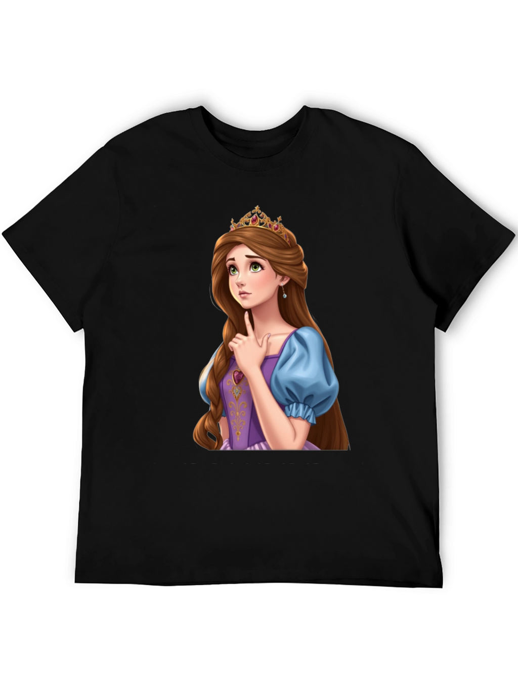 Princess Rapunzel Graphic Black T-Shirt