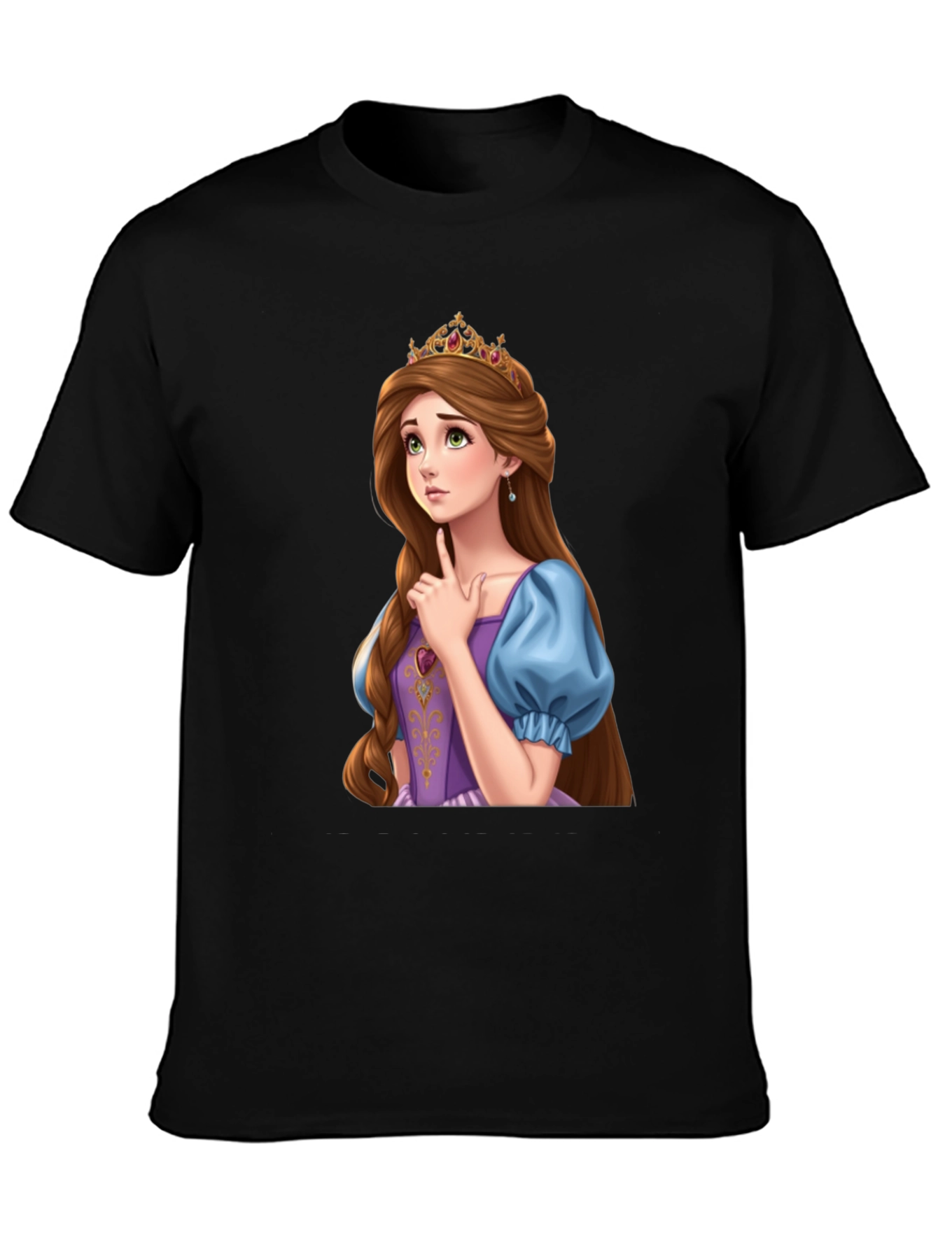 Princess Rapunzel Graphic Black T-Shirt