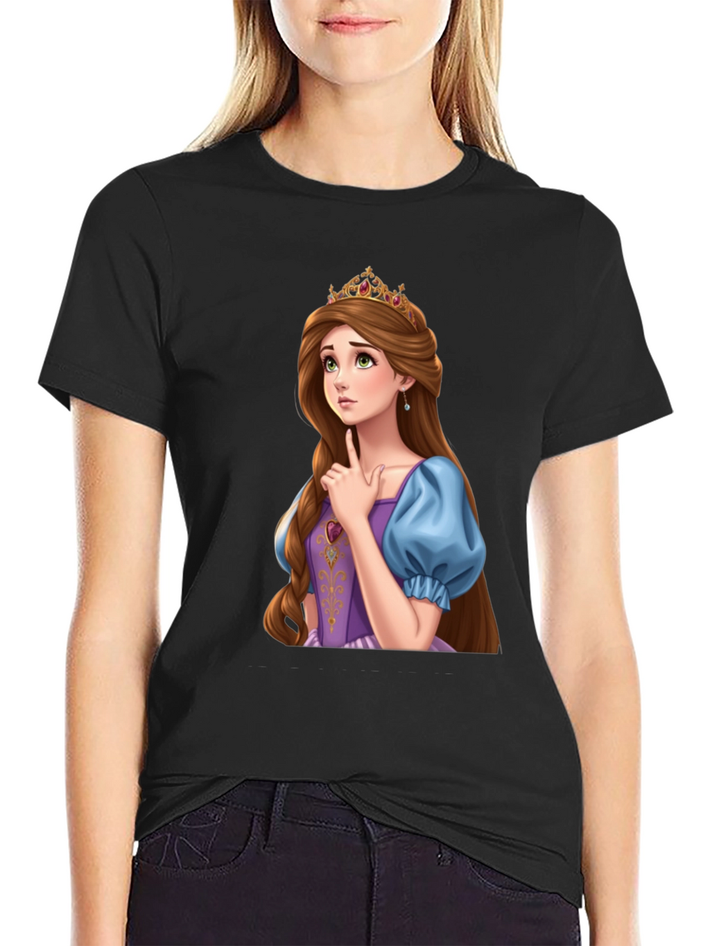 Princess Rapunzel Graphic Black T-Shirt