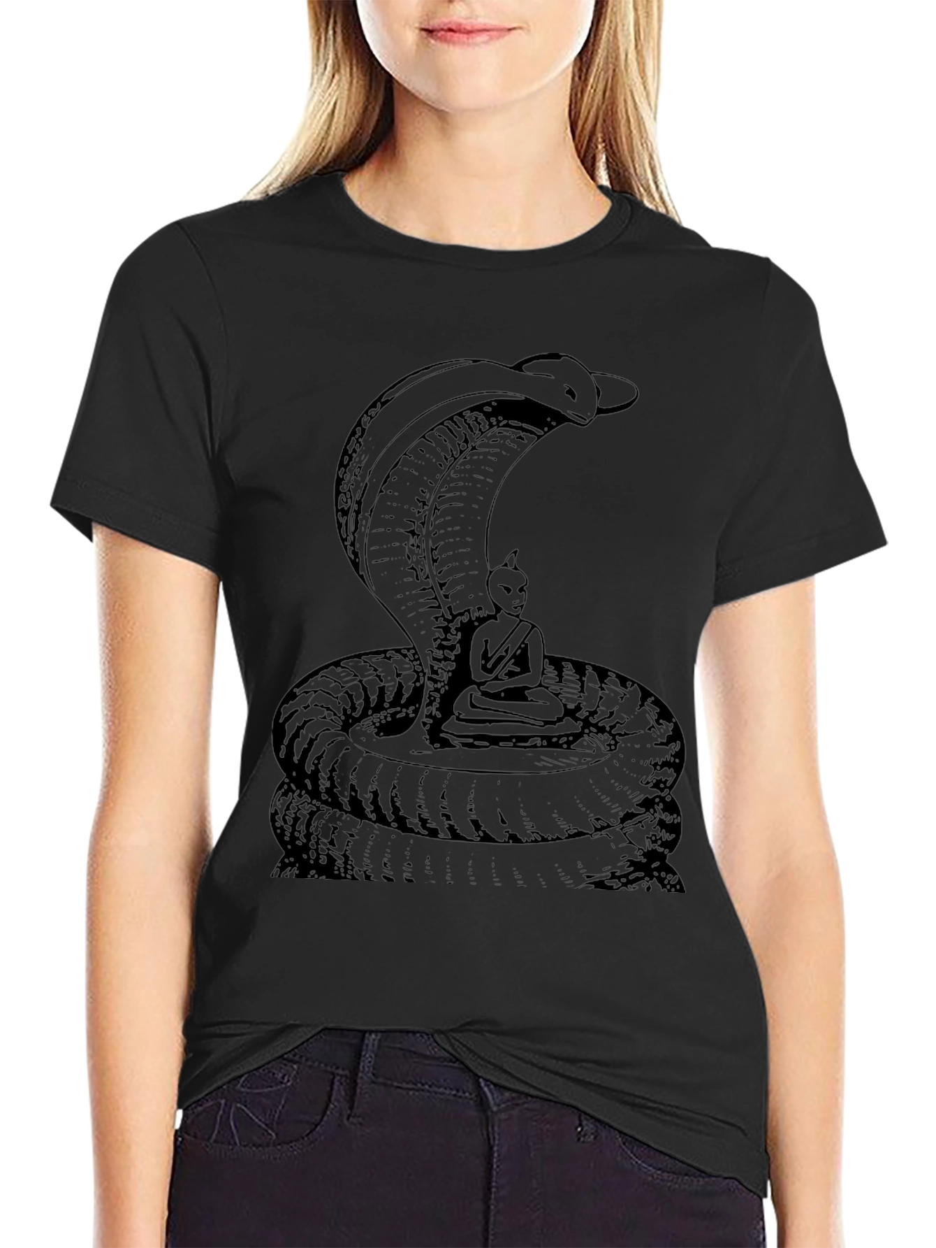 Cobra & Buddha Graphic Tee - Cool Black Shirt