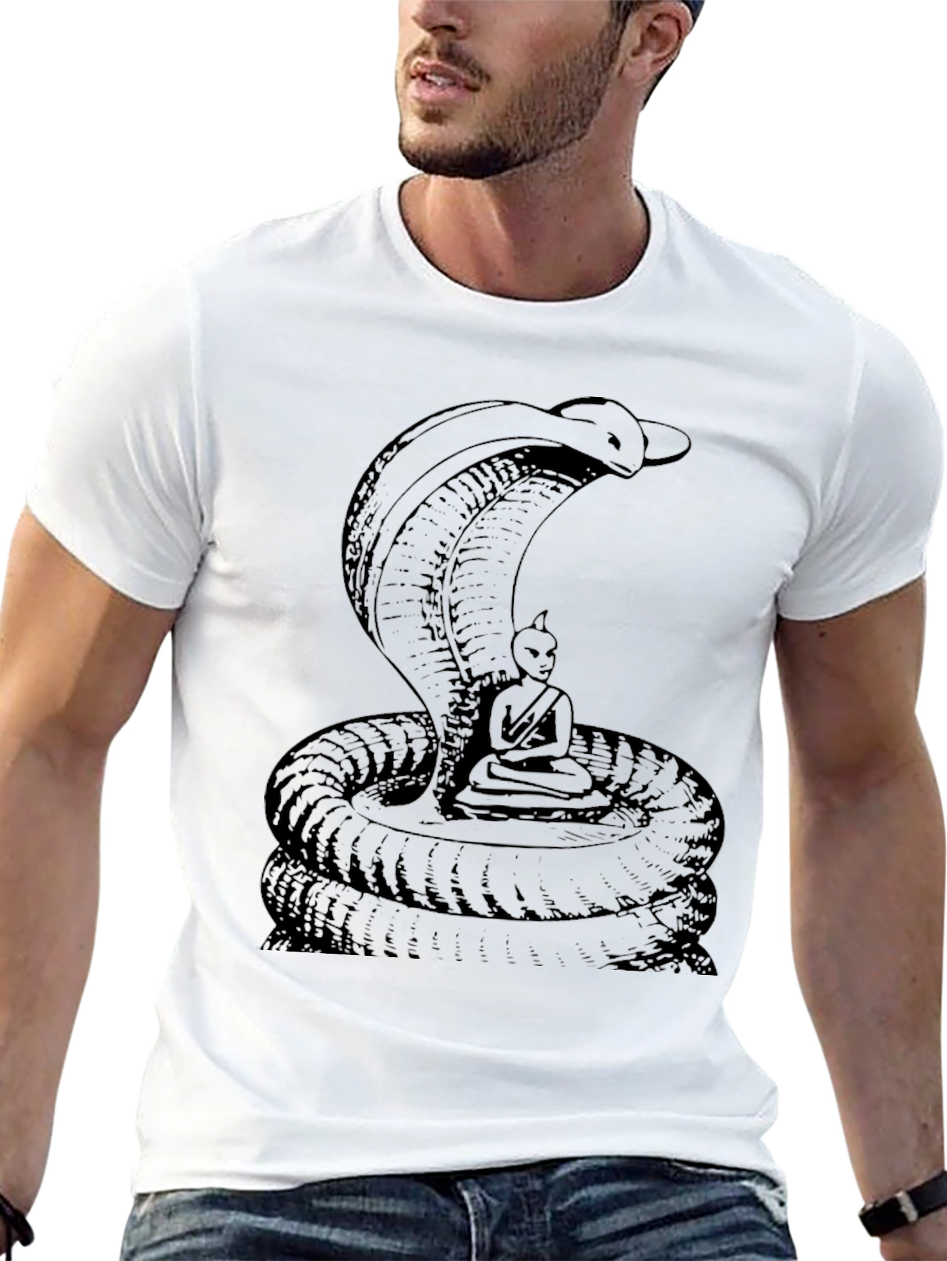 Cobra & Buddha Graphic Tee - Cool Black Shirt