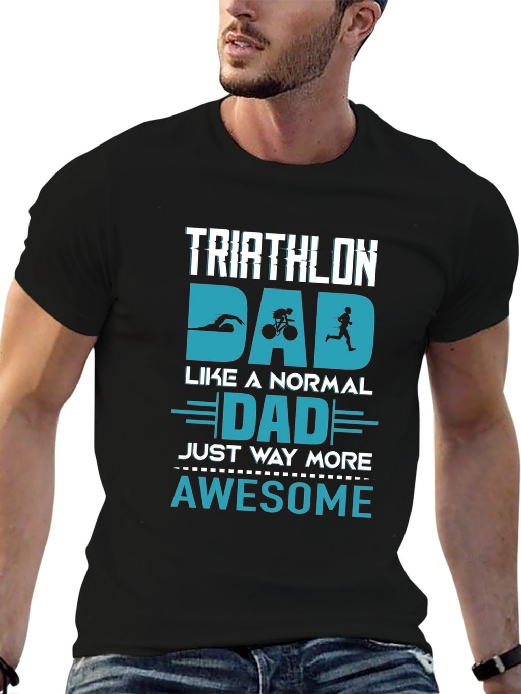 Triathlon Dad Awesome Graphic T-Shirt