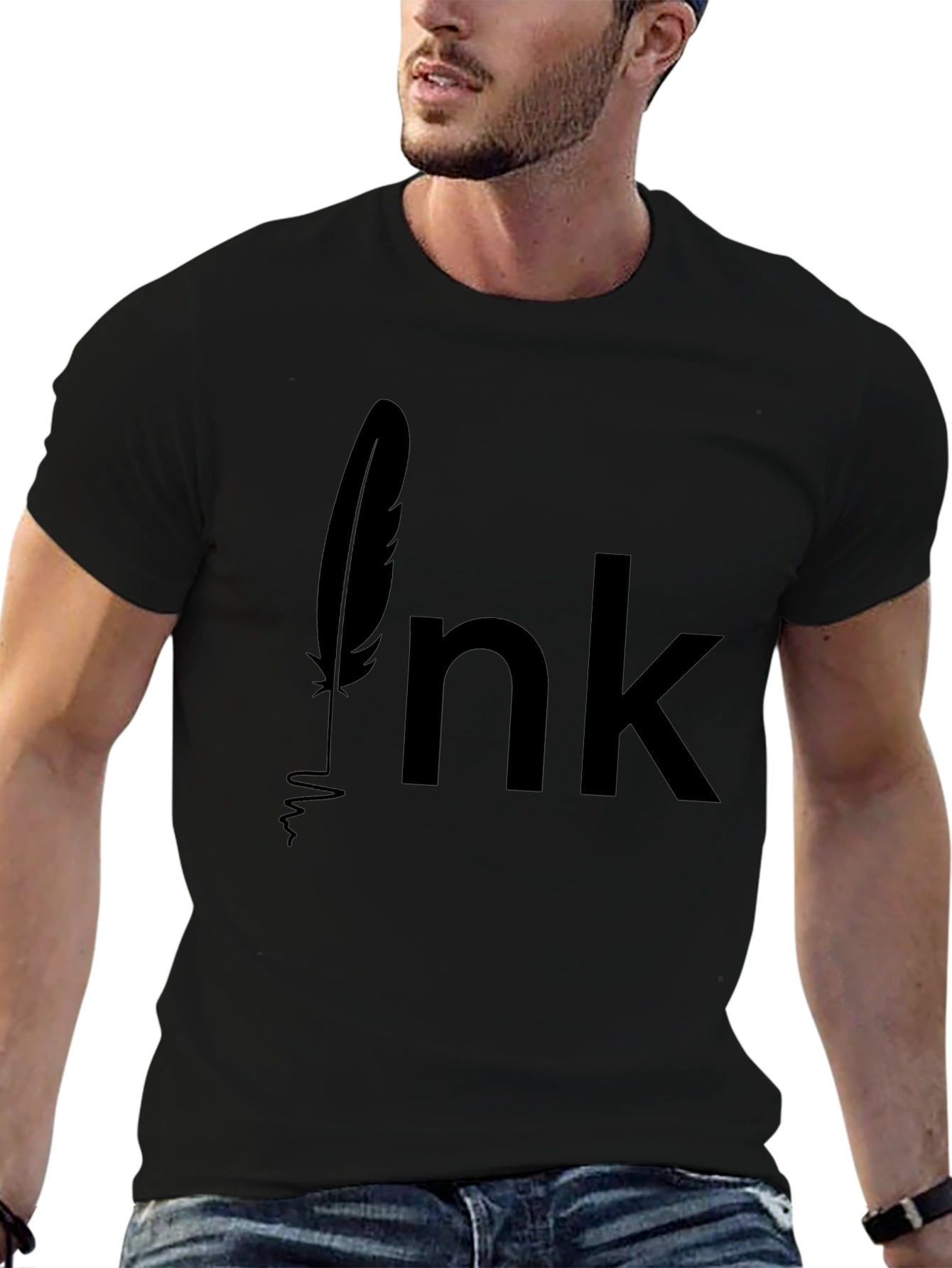 Ink Feather Graphic Tee - Black