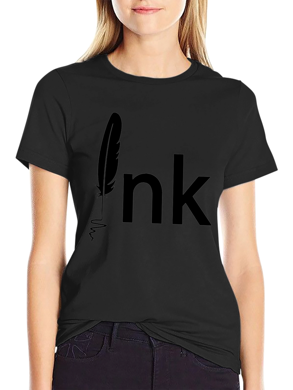 Ink Feather Graphic Tee - Black