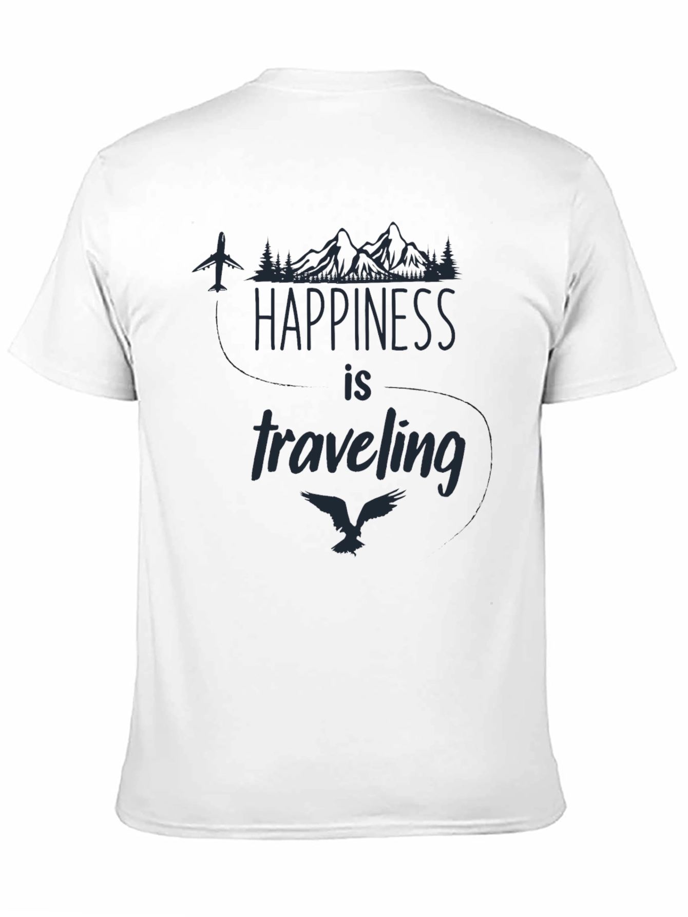 Happiness is Traveling Graphic Tee - Black