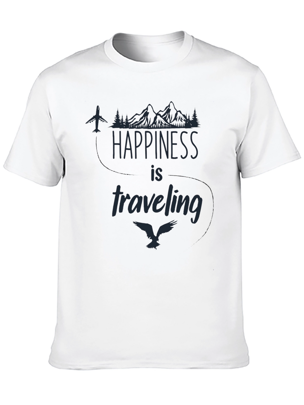 Happiness is Traveling Graphic Tee - Black