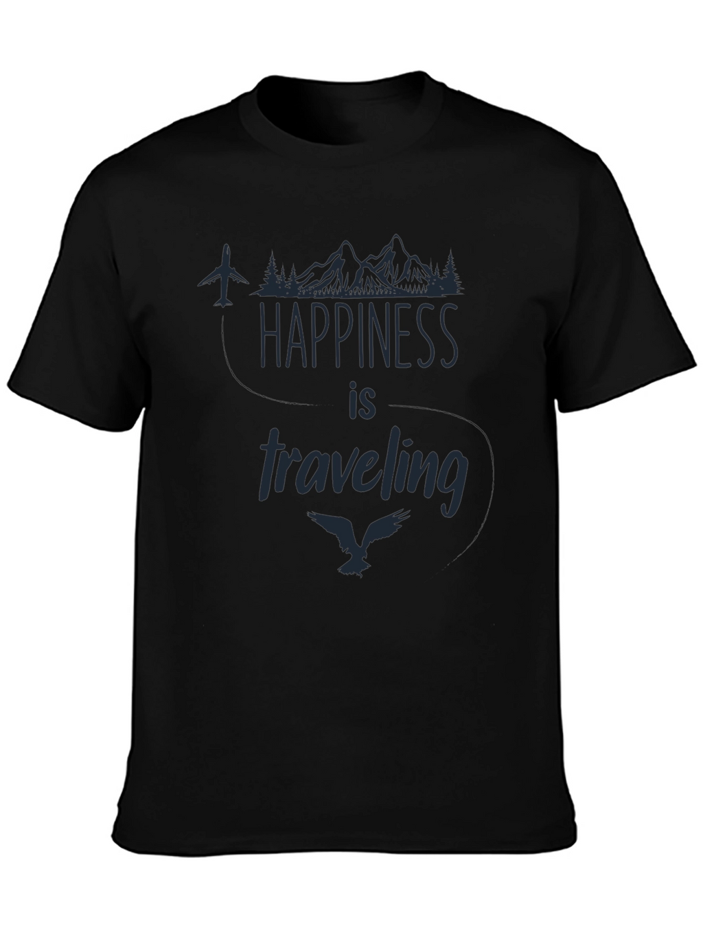 Happiness is Traveling Graphic Tee - Black
