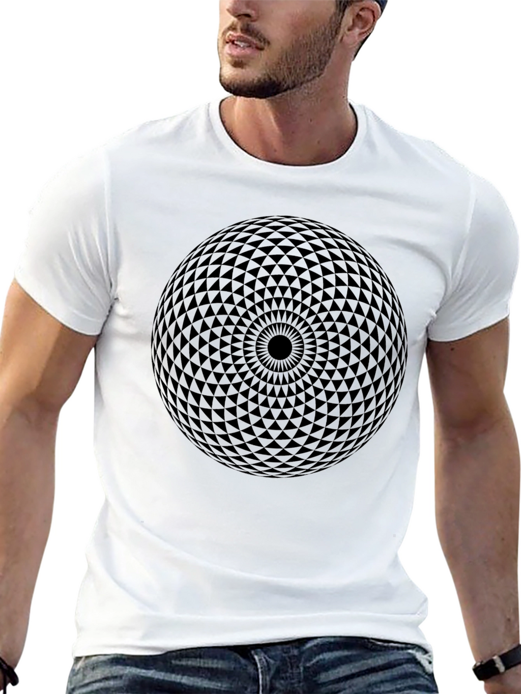 Geometric Orb Graphic Tee - Modern Black T-Shirt