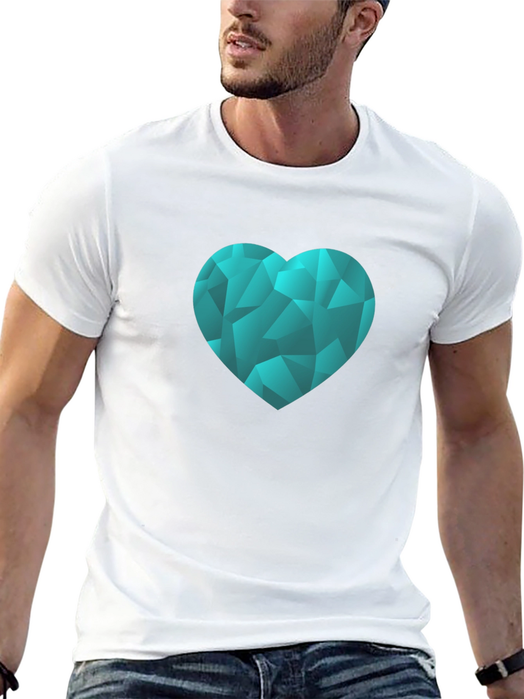 Geometric Heart Graphic Tee - Black
