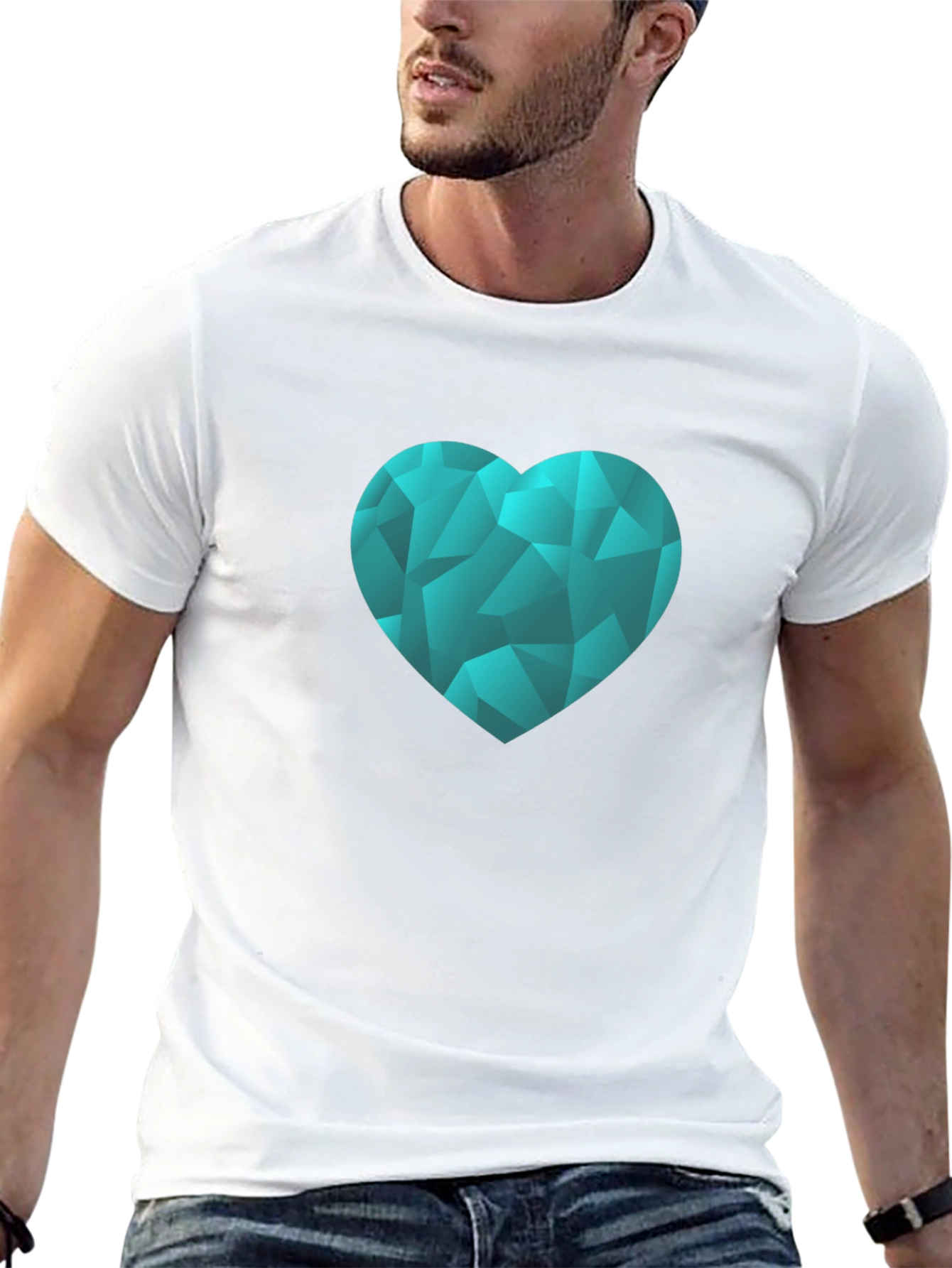 Geometric Heart Graphic Tee - Black