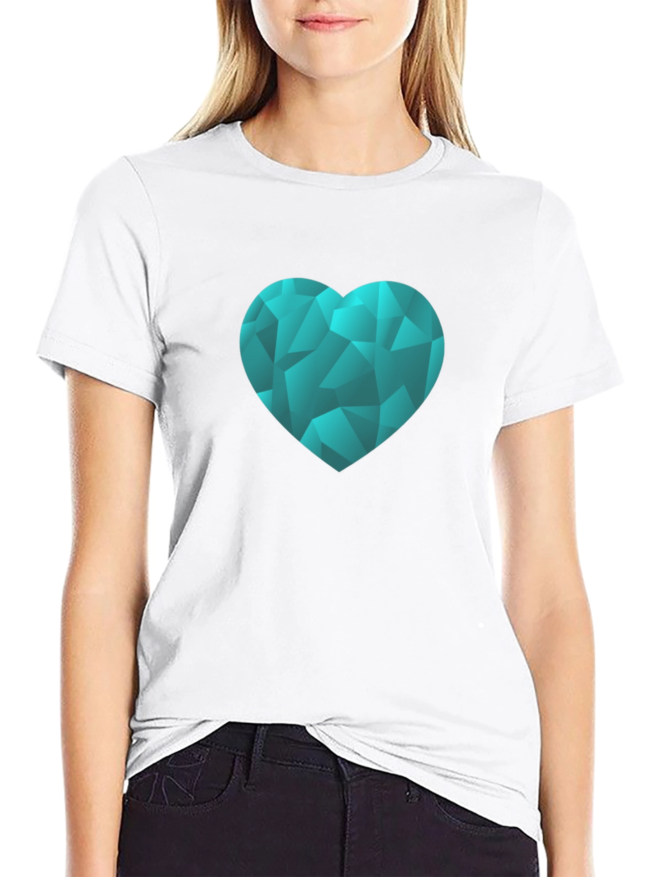 Geometric Heart Graphic Tee - Black