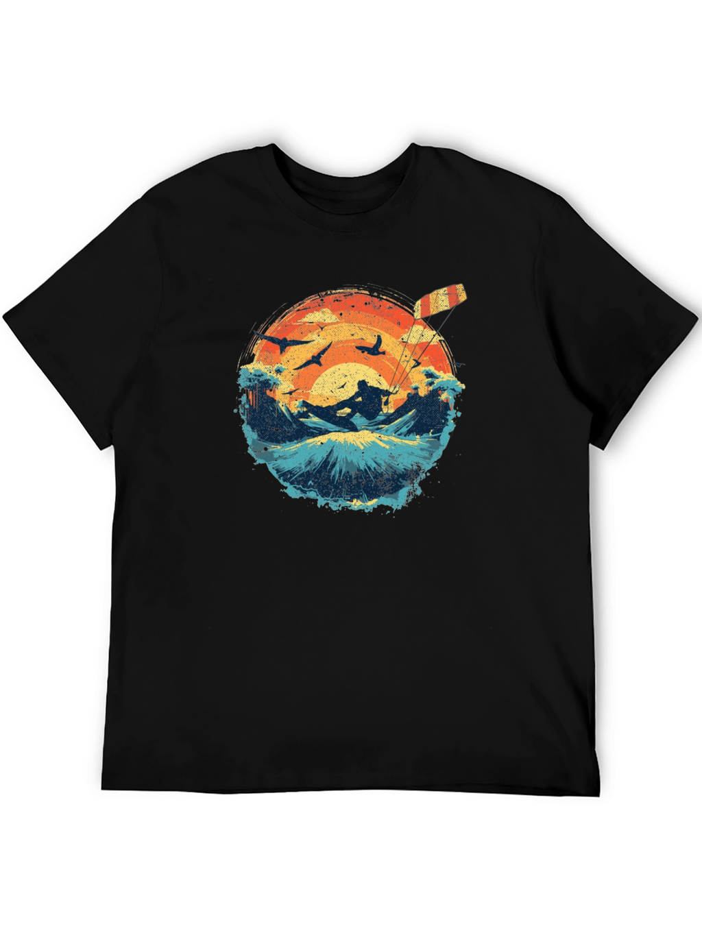 Kitesurfing Sunset Graphic Tee - Black