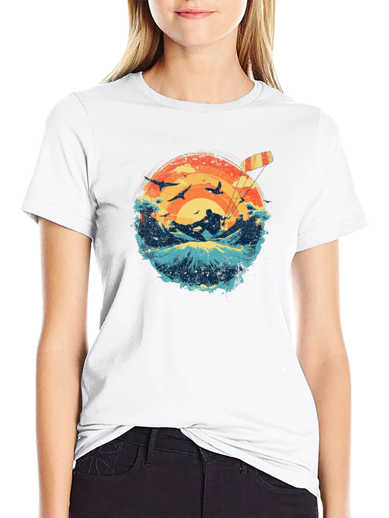 Kitesurfing Sunset Graphic Tee - Black