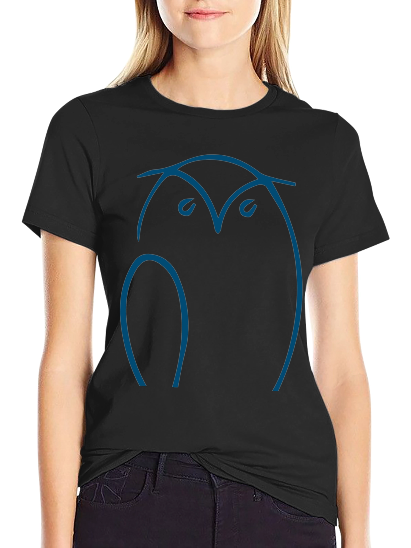 Minimalist Owl Graphic Tee - Soft Cotton Black T-Shirt