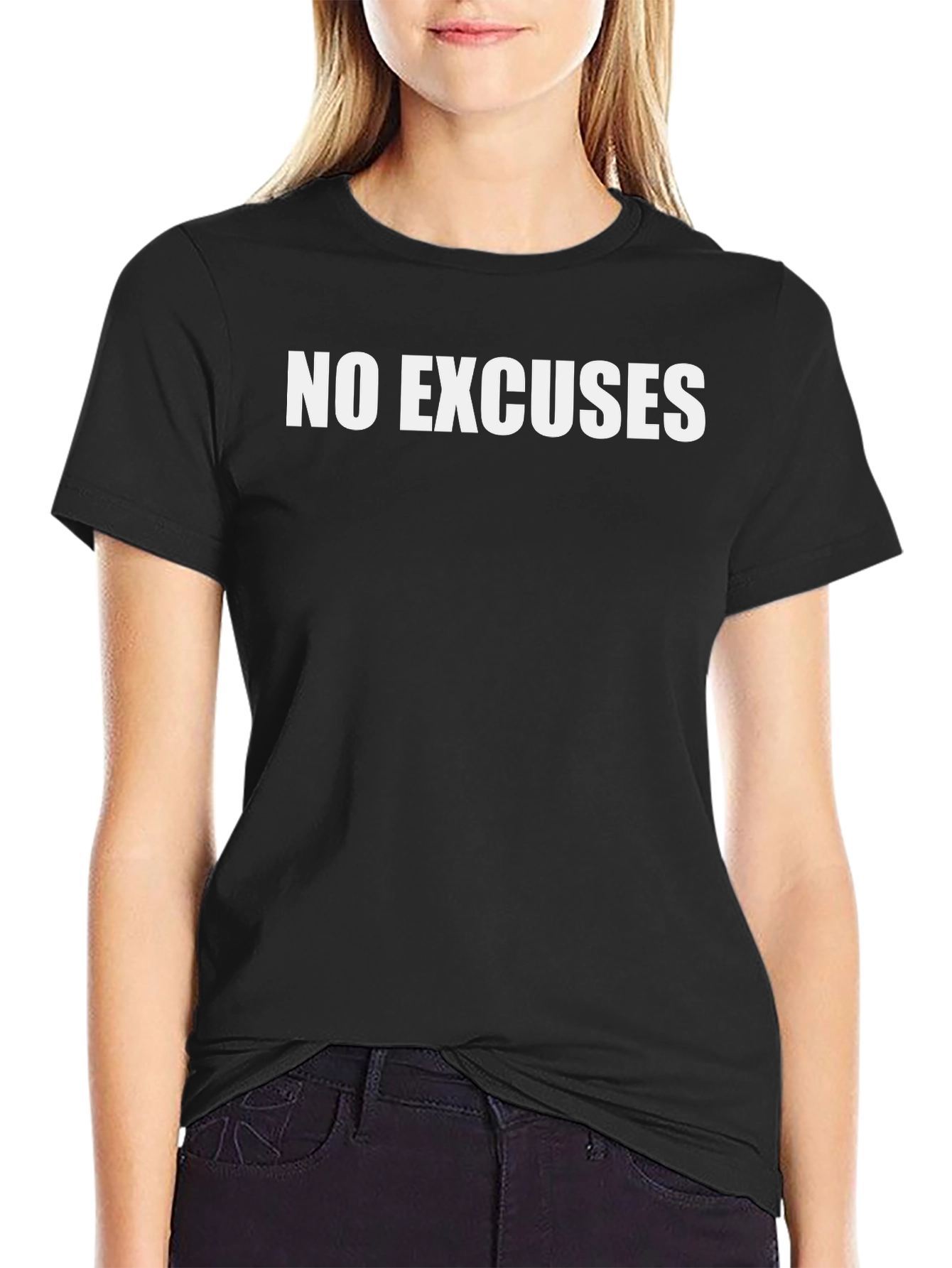 No Excuses Black Graphic Tee - Motivational Shirt