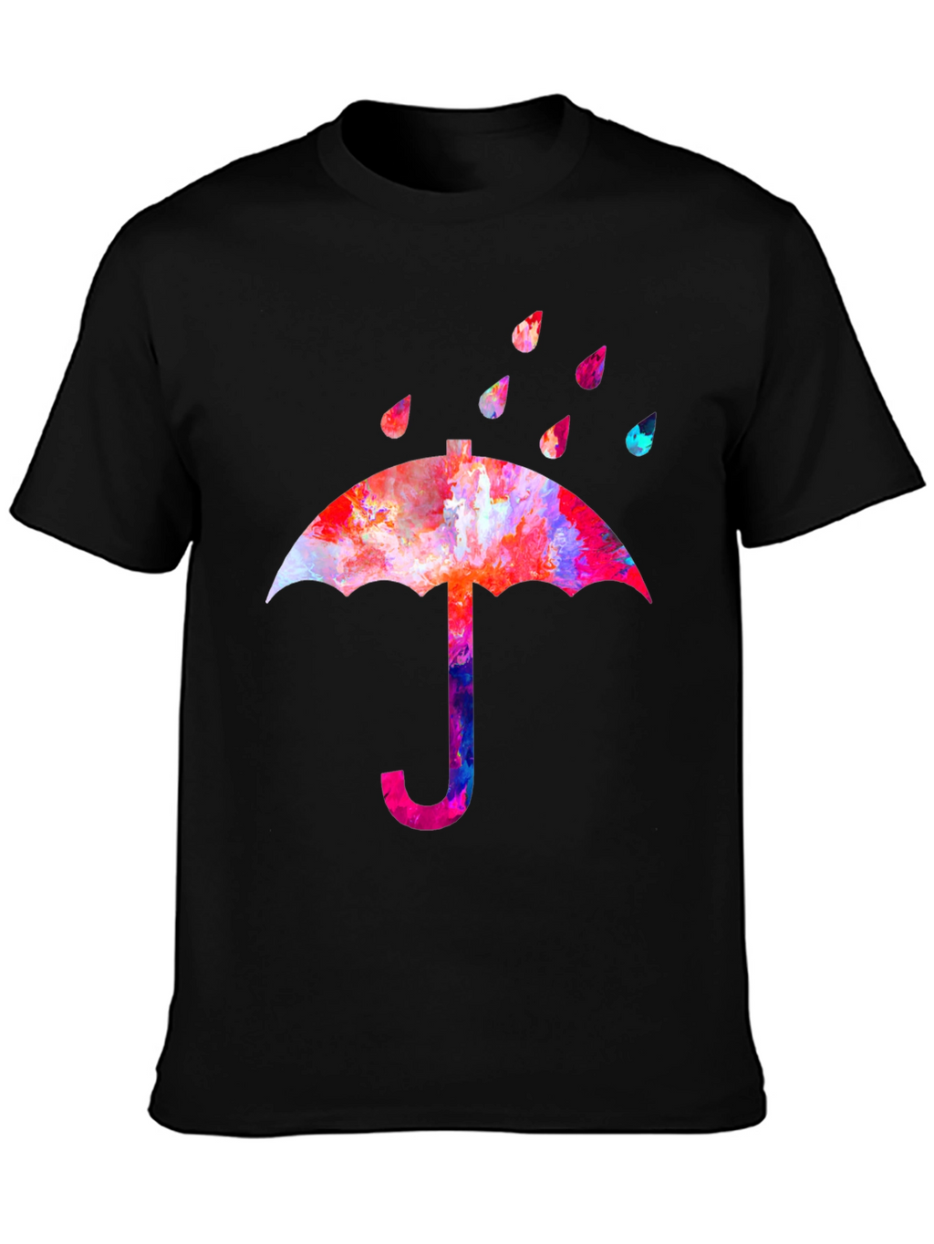 Watercolor Umbrella Black T-Shirt