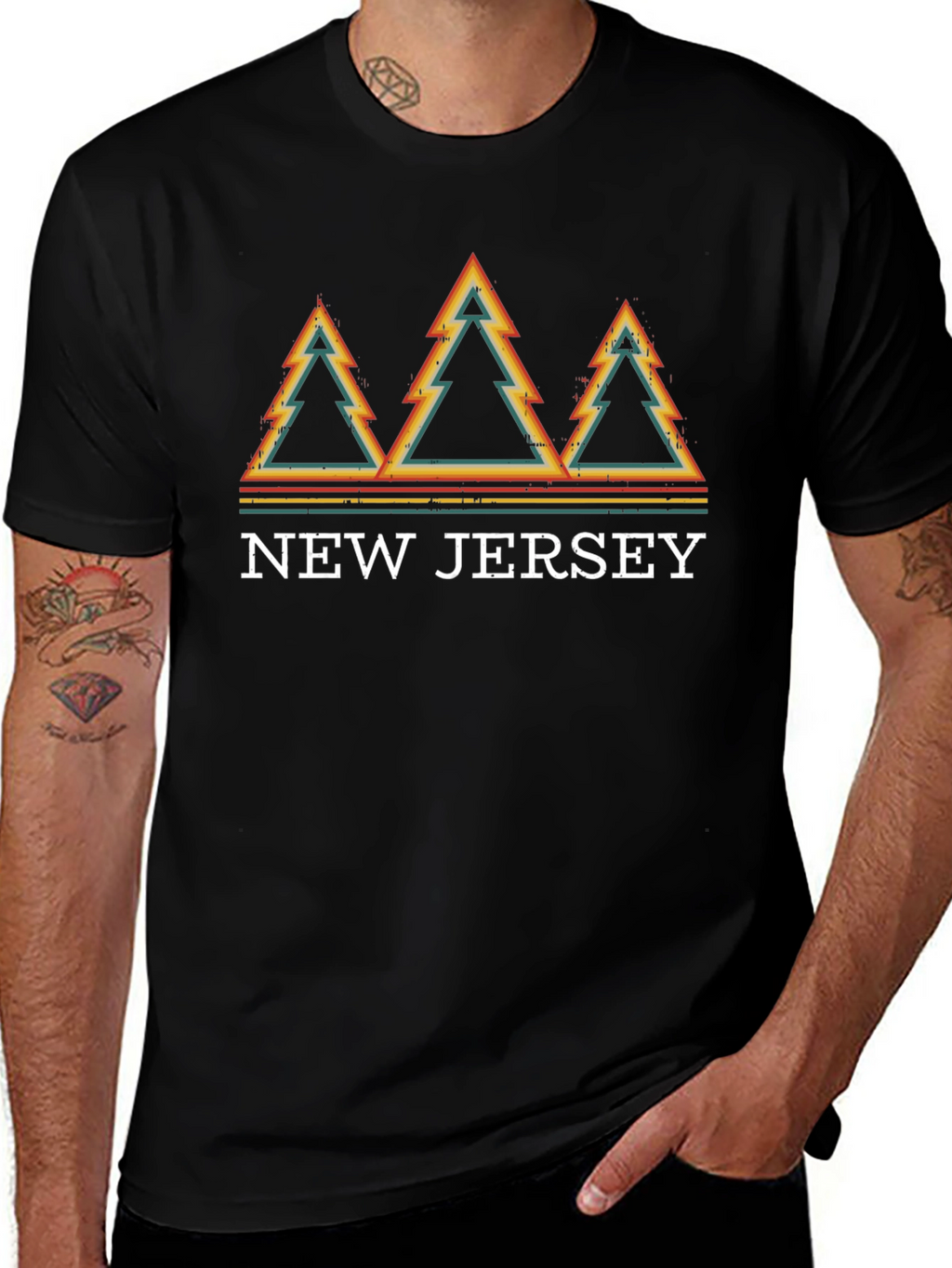 Retro New Jersey Trees Graphic T-Shirt