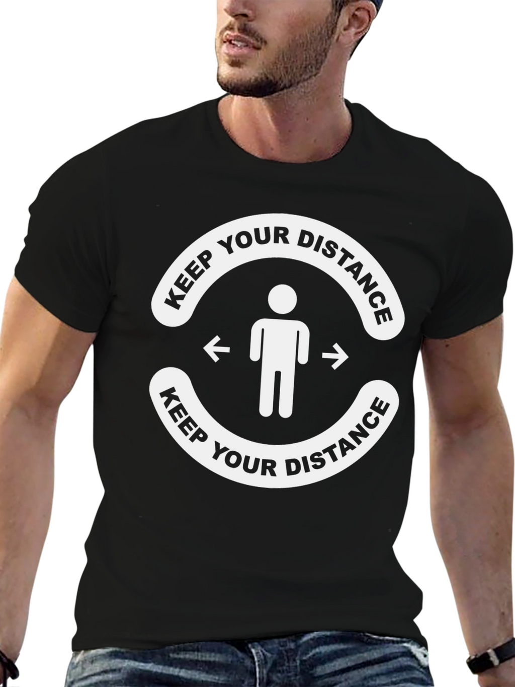 Keep Your Distance Graphic Tee - Black