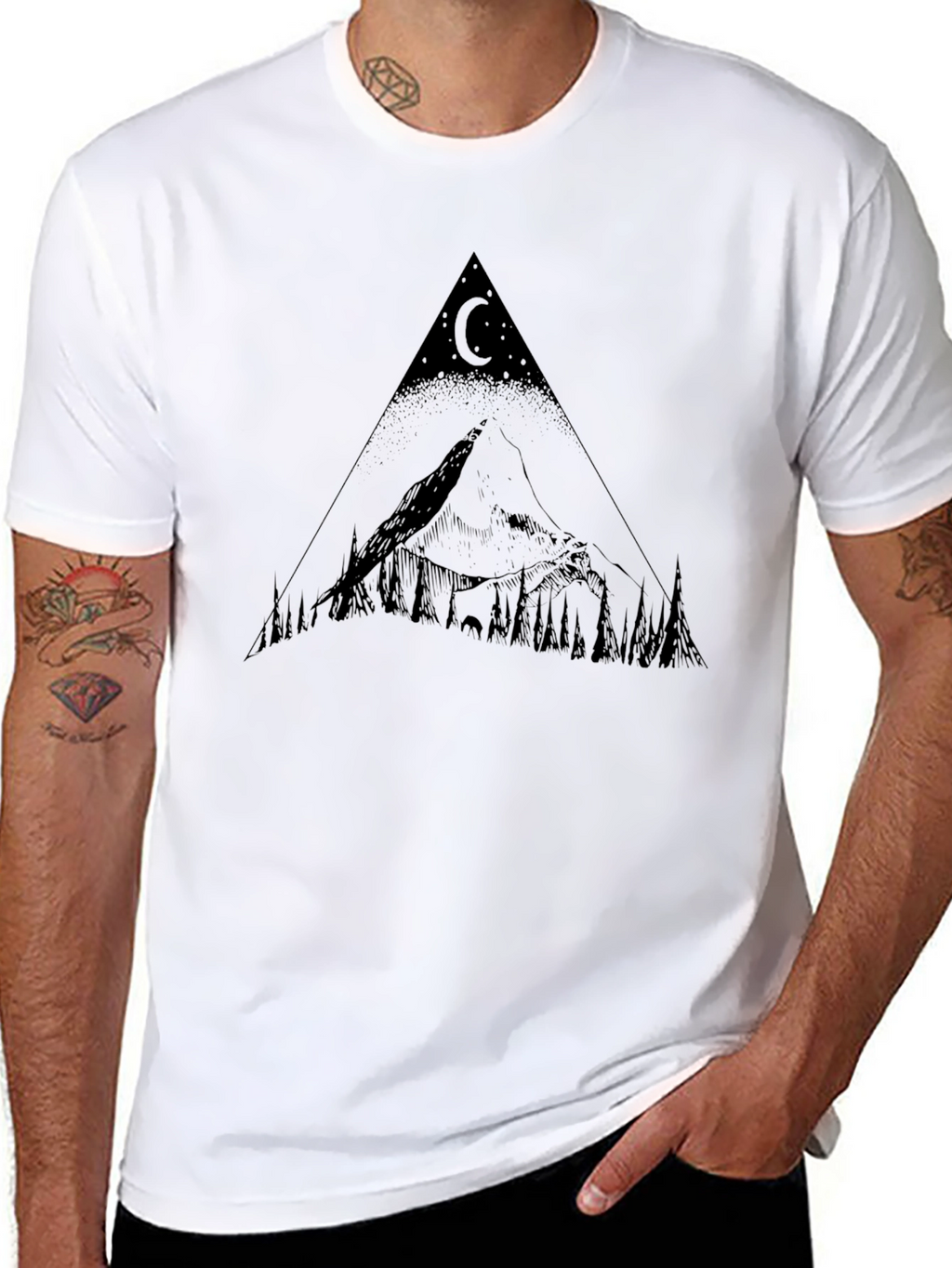 Mountain Moon Graphic Tee - Black