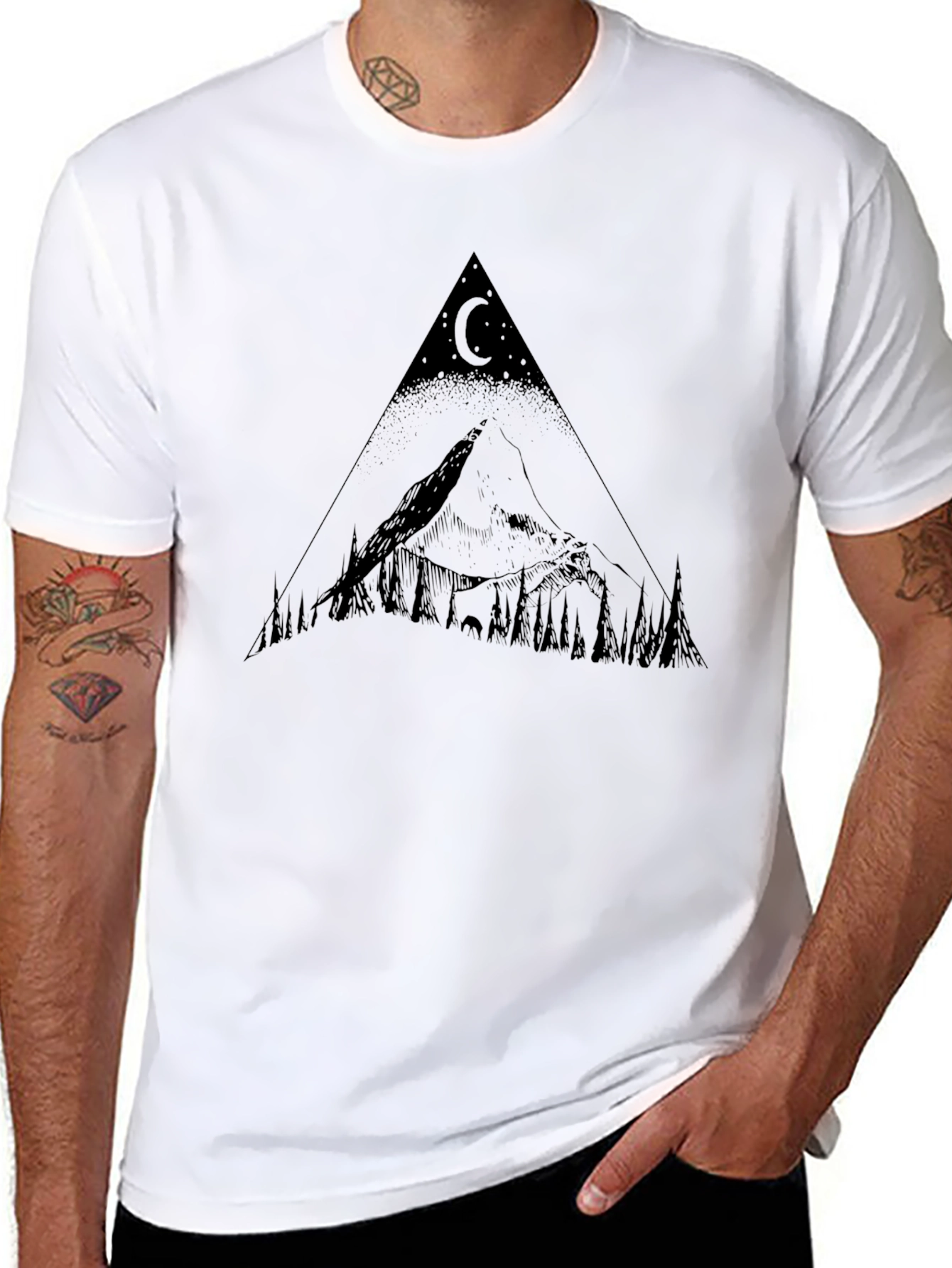 Mountain Moon Graphic Tee - Black