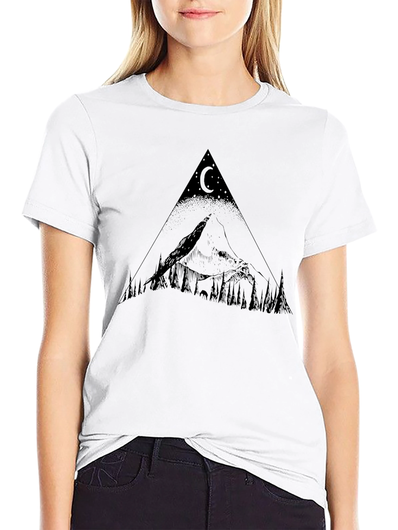 Mountain Moon Graphic Tee - Black