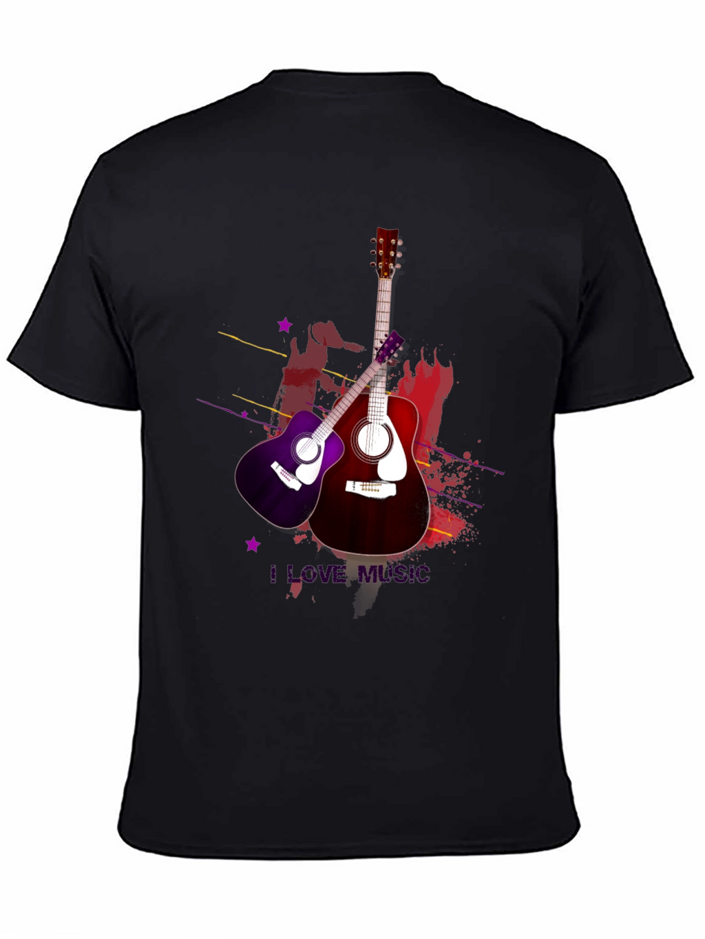 I Love Music Guitar T-Shirt
