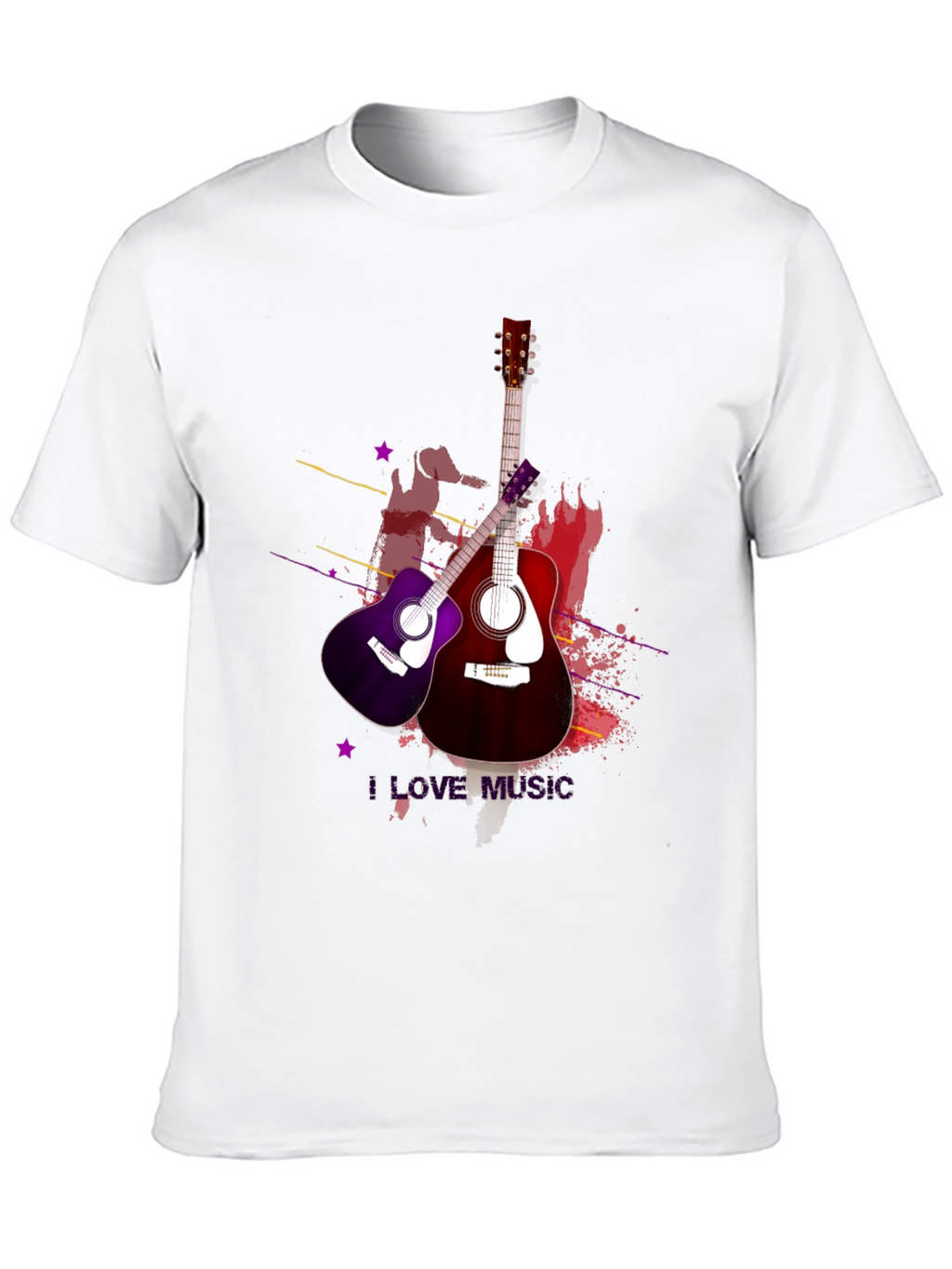 I Love Music Guitar T-Shirt