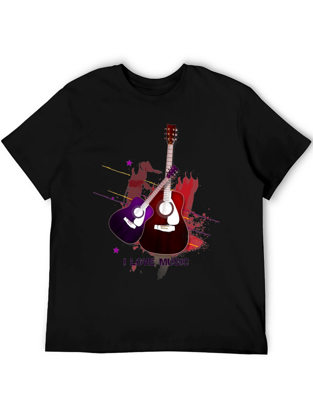 I Love Music Guitar T-Shirt