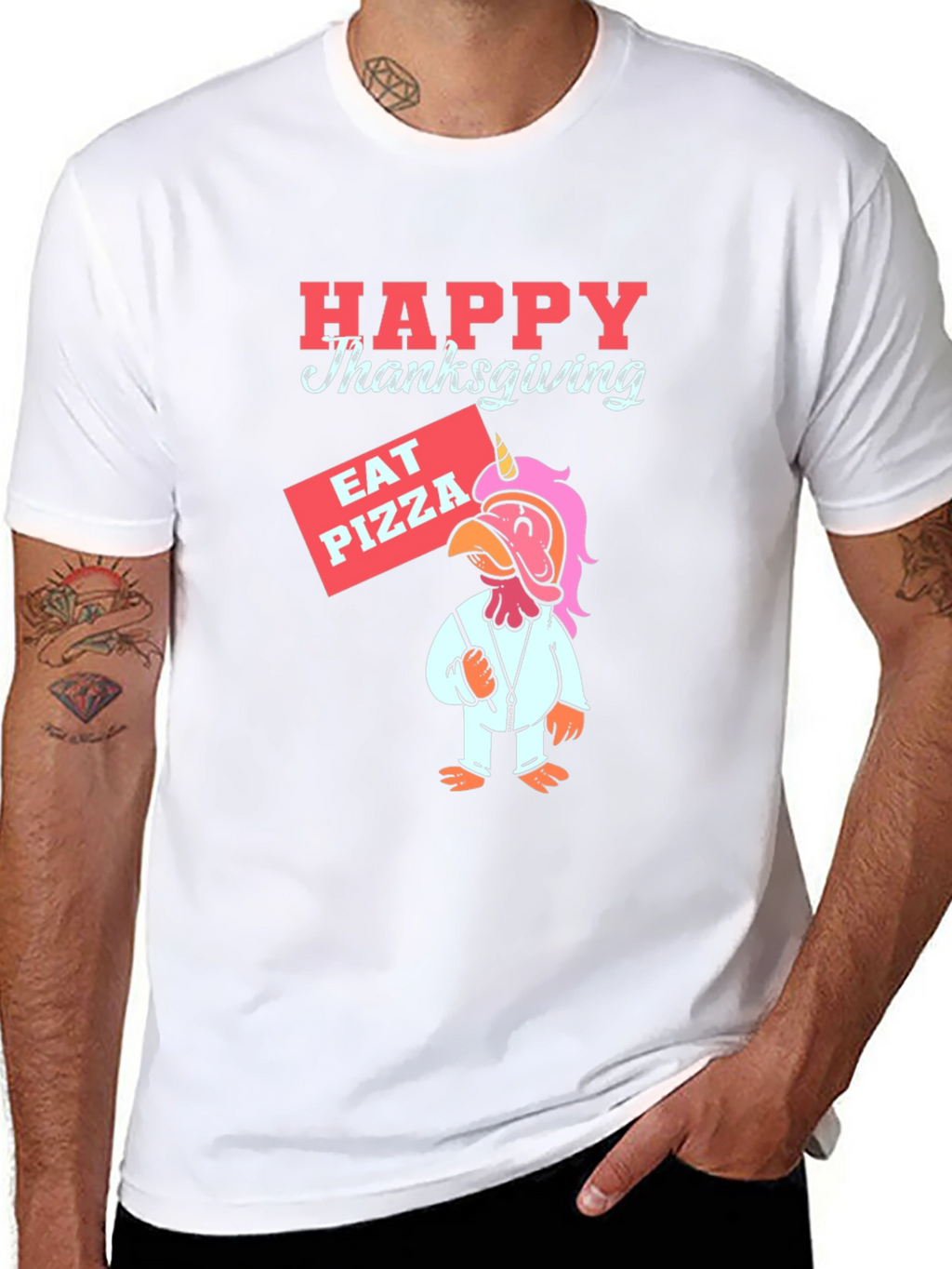Happy Thanksgiving Pizza Turkey Unicorn T-Shirt