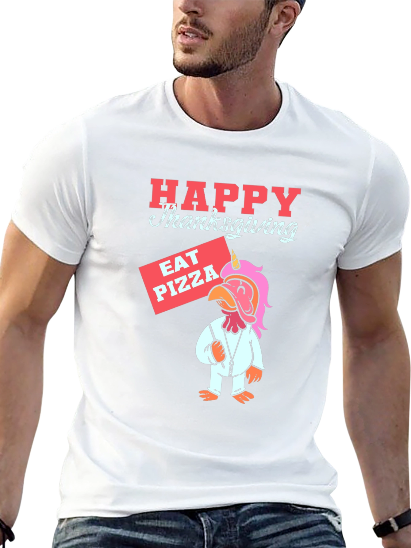 Happy Thanksgiving Pizza Turkey Unicorn T-Shirt