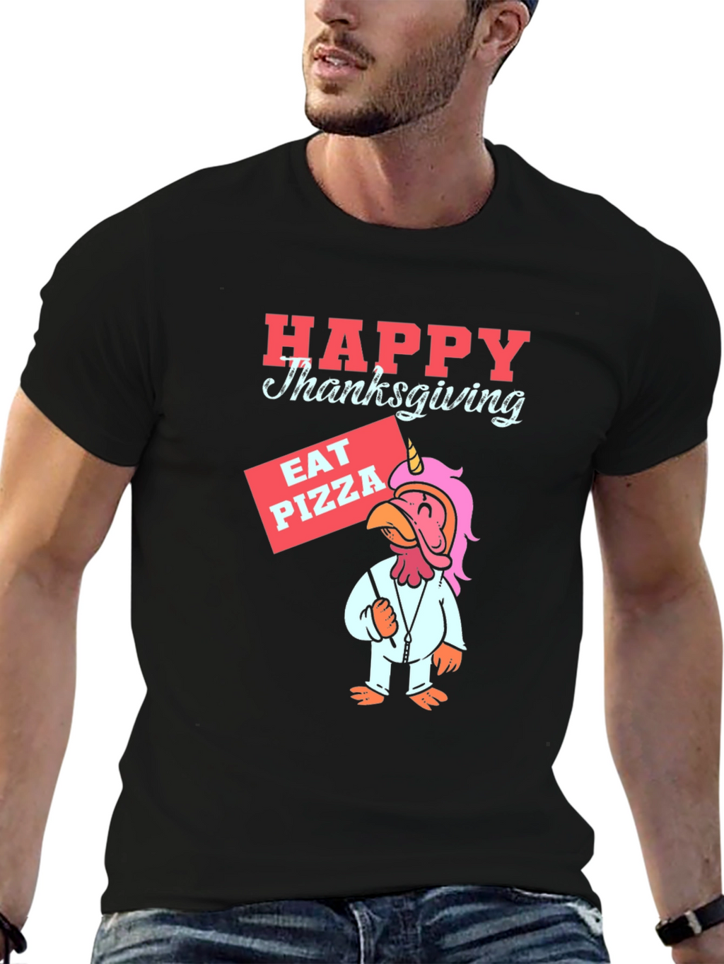 Happy Thanksgiving Pizza Turkey Unicorn T-Shirt