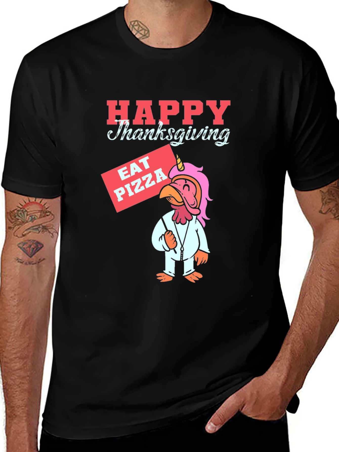 Happy Thanksgiving Pizza Turkey Unicorn T-Shirt