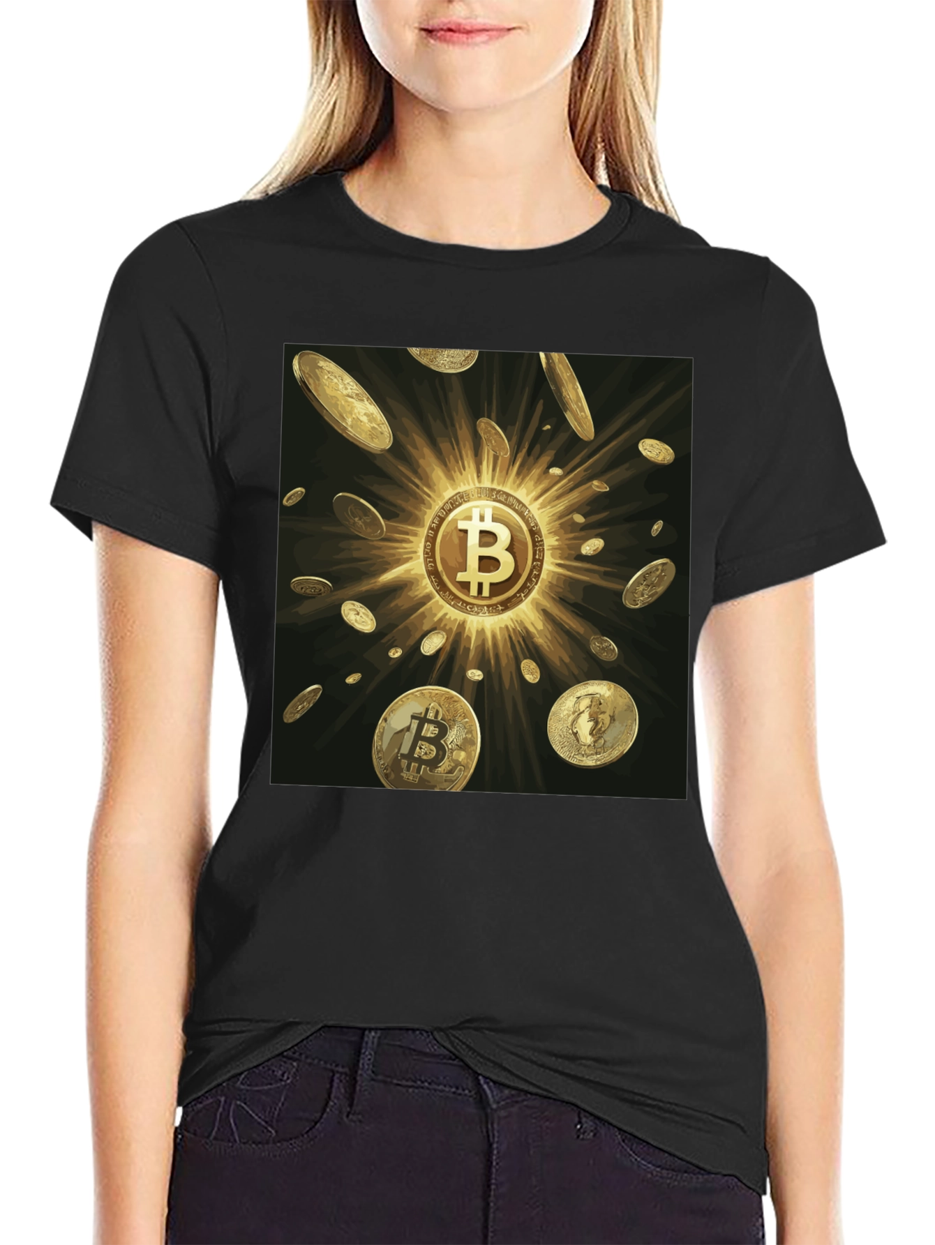 Bitcoin Golden Coins Black Tee