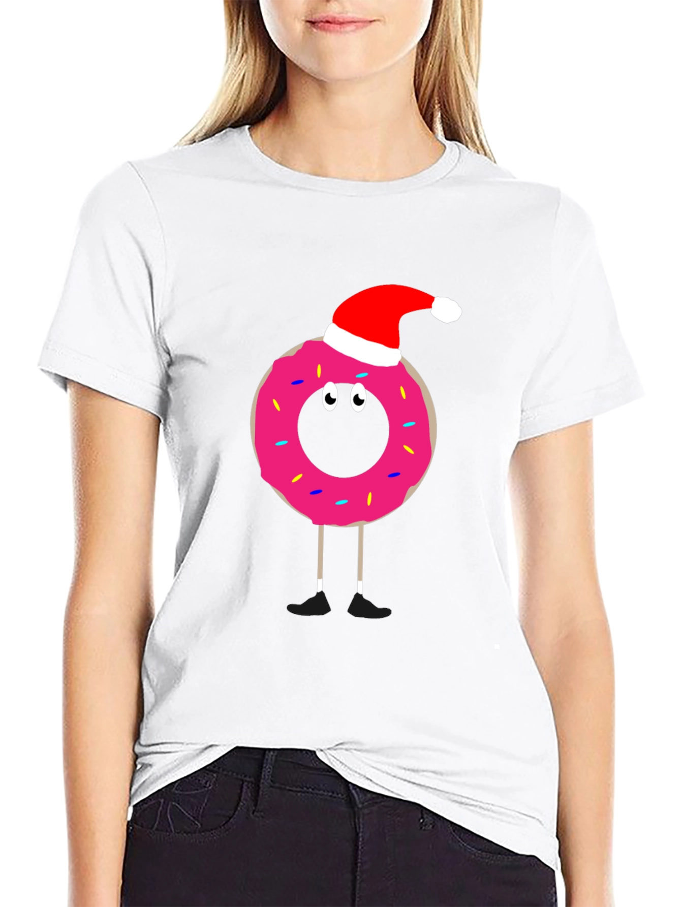 Festive Donut T-Shirt: Santa Hat Fun!
