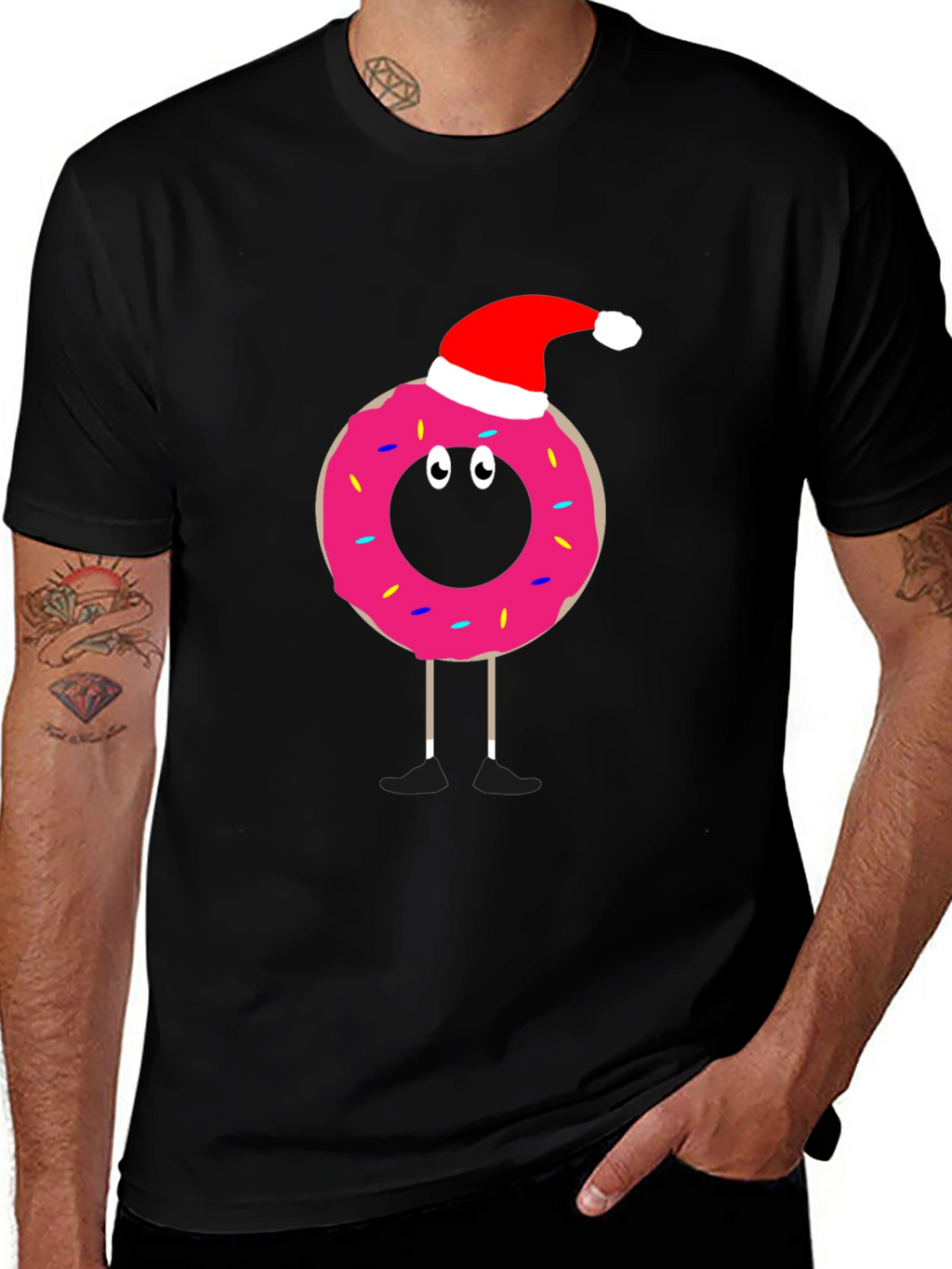 Festive Donut T-Shirt: Santa Hat Fun!