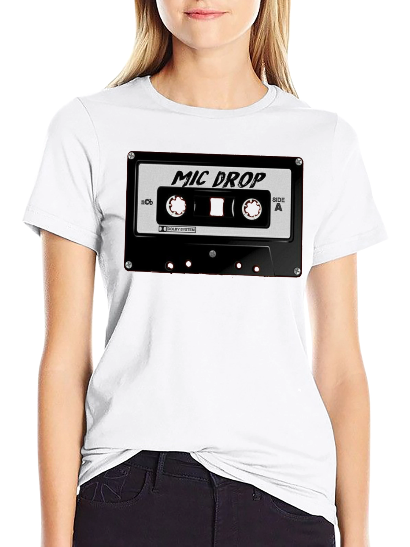 Mic Drop Cassette Tape Black T-Shirt