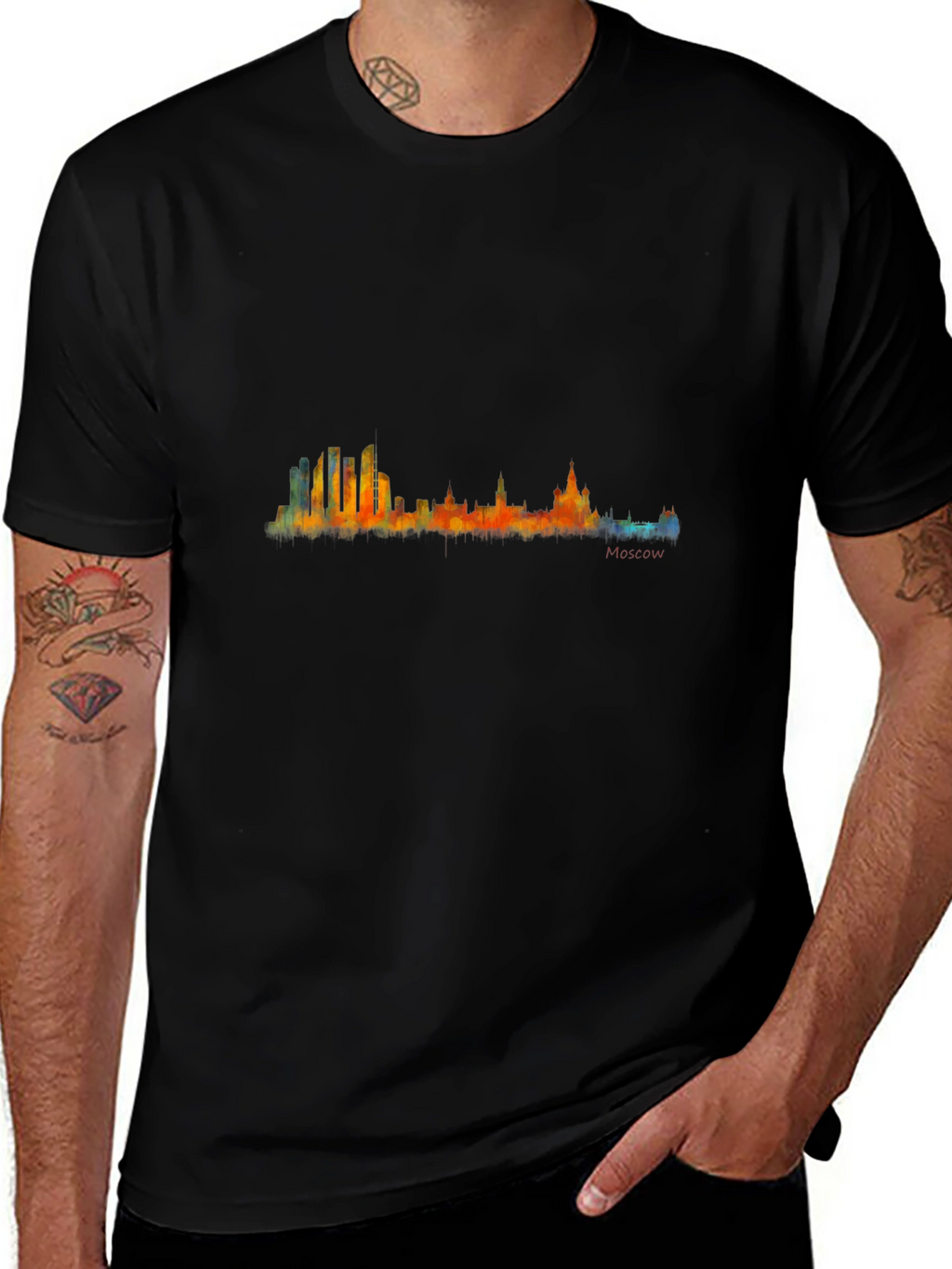 Moscow Skyline Graphic Tee - Mens Black T-Shirt
